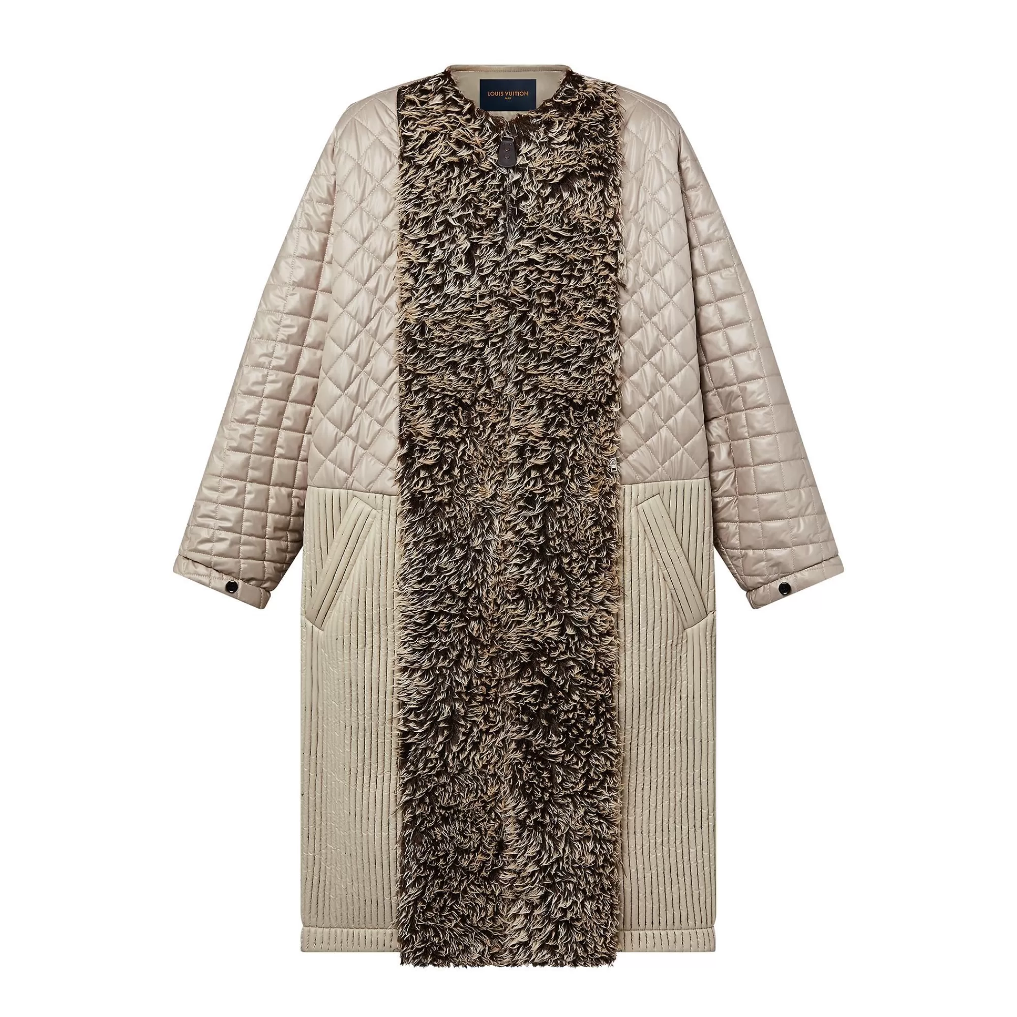 Best Louis Vuitton Faux Fur Detail Quilted Coat