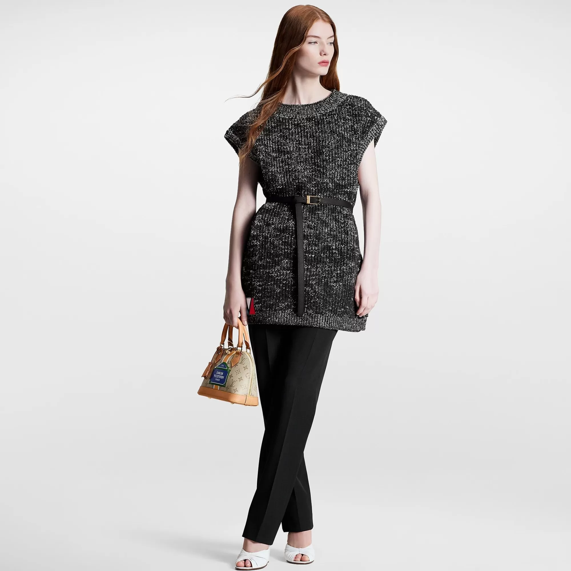 Outlet Louis Vuitton Felted Wool Knit Mini Dress Black