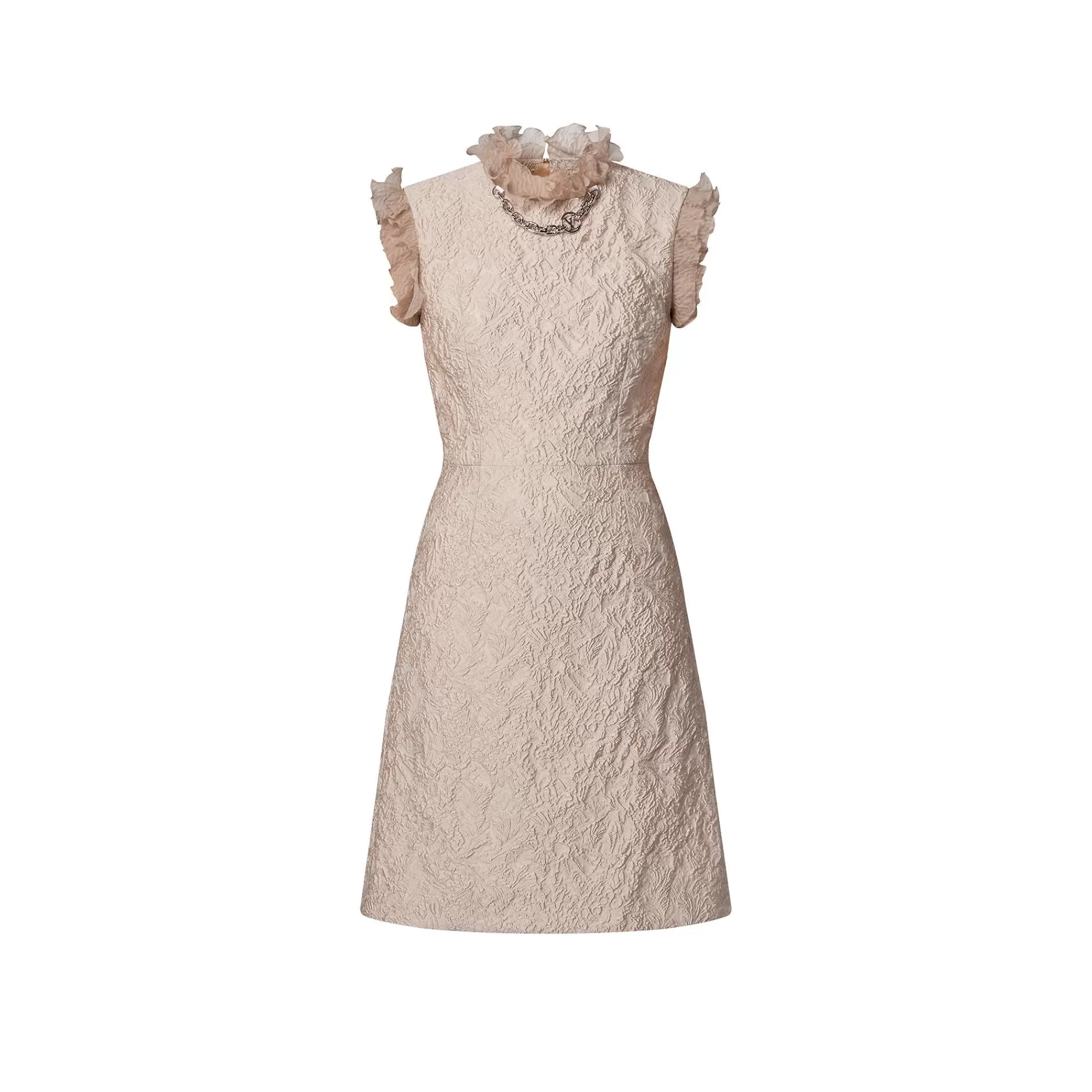 Best Sale Louis Vuitton Fin Flounce Jacquard Dress Chalk