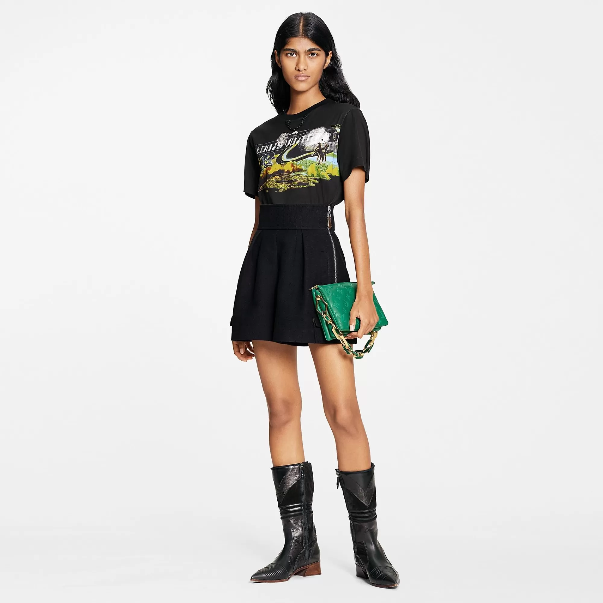 Shop Louis Vuitton Flap Pocket Wide-Leg Mini Shorts