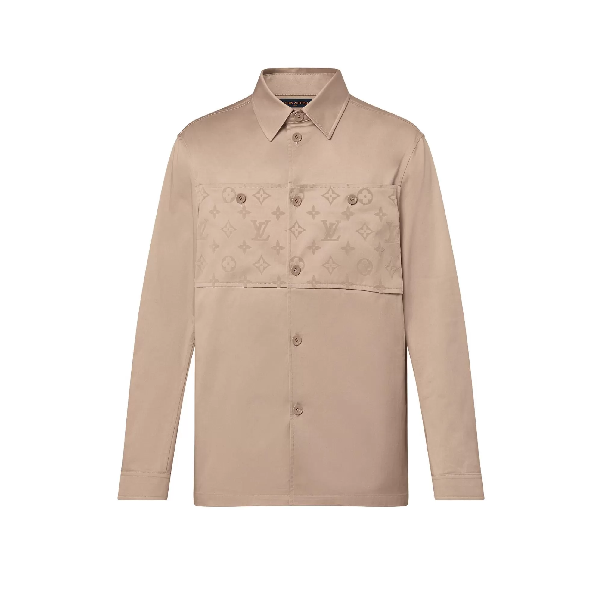Cheap Louis Vuitton Flocked Casual Cotton Overshirt Beige