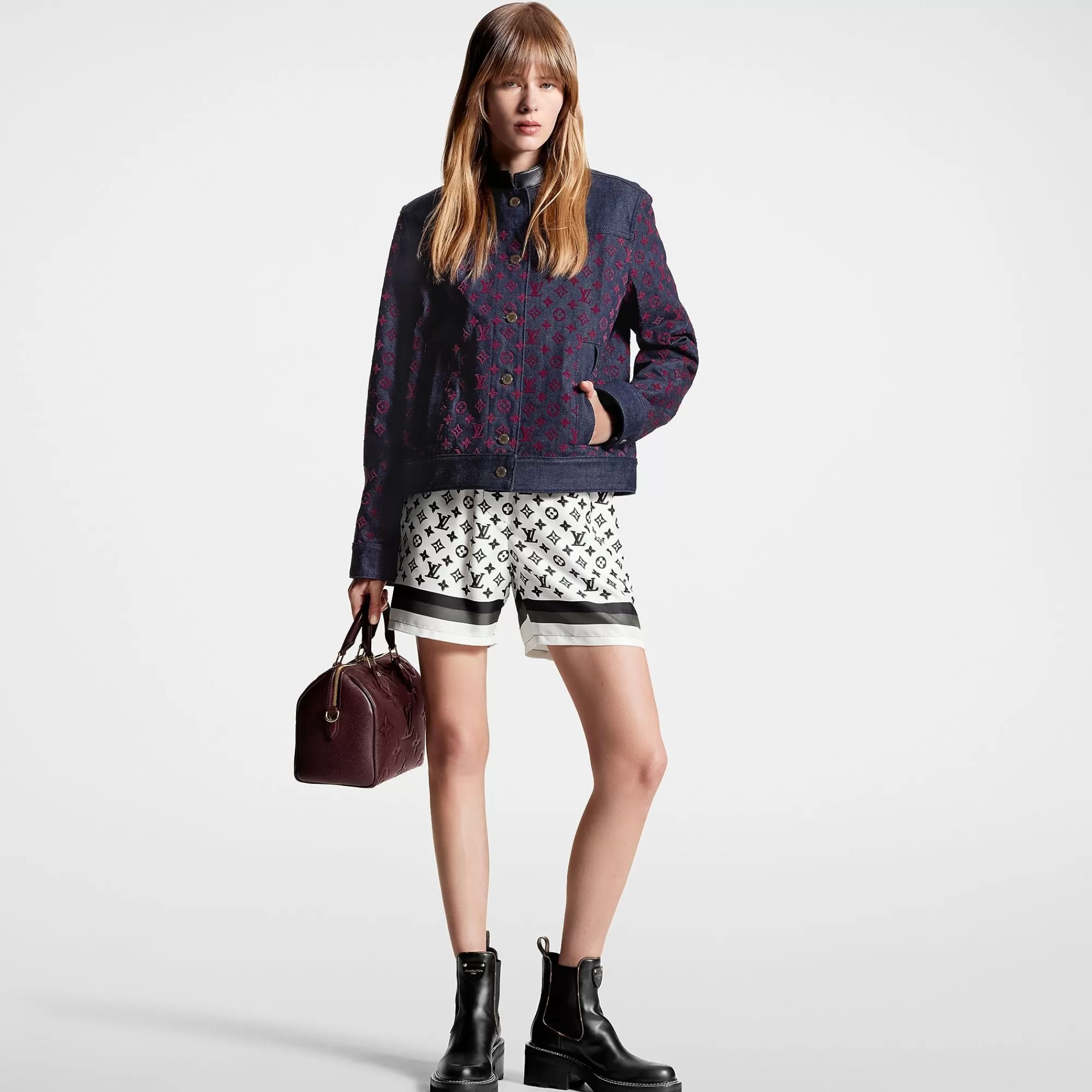 Discount Louis Vuitton Flocked Monogram Denim Jacket Marine