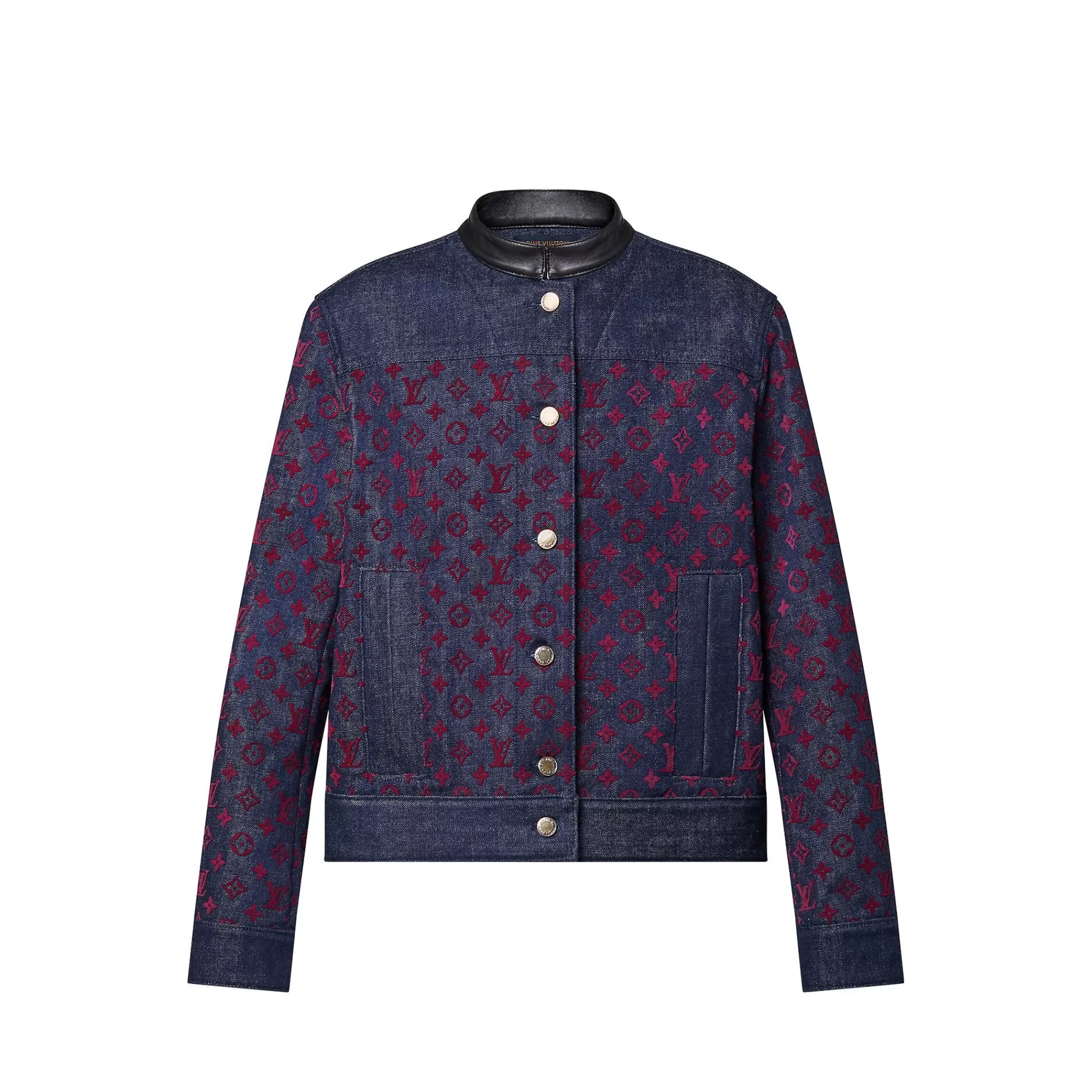 Discount Louis Vuitton Flocked Monogram Denim Jacket Marine