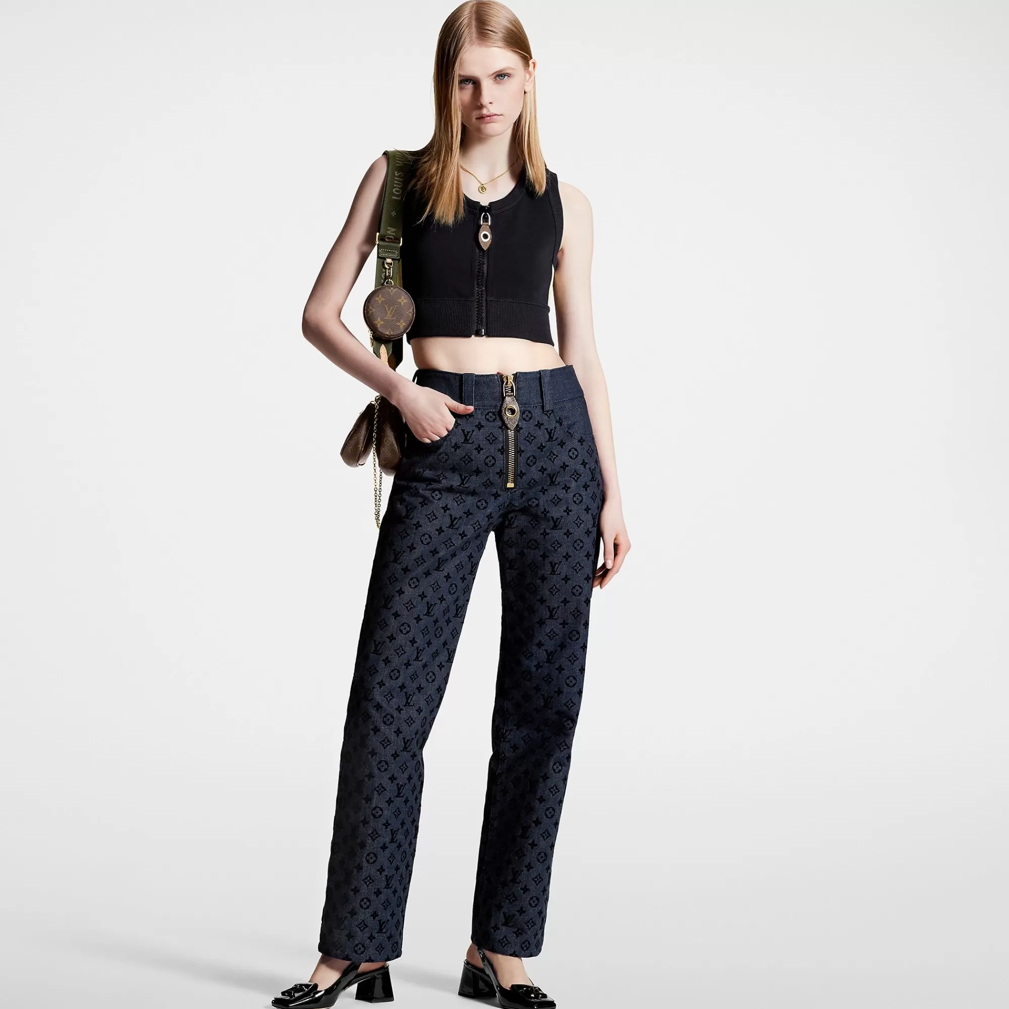 Online Louis Vuitton Flocked Monogram Denim Jeans