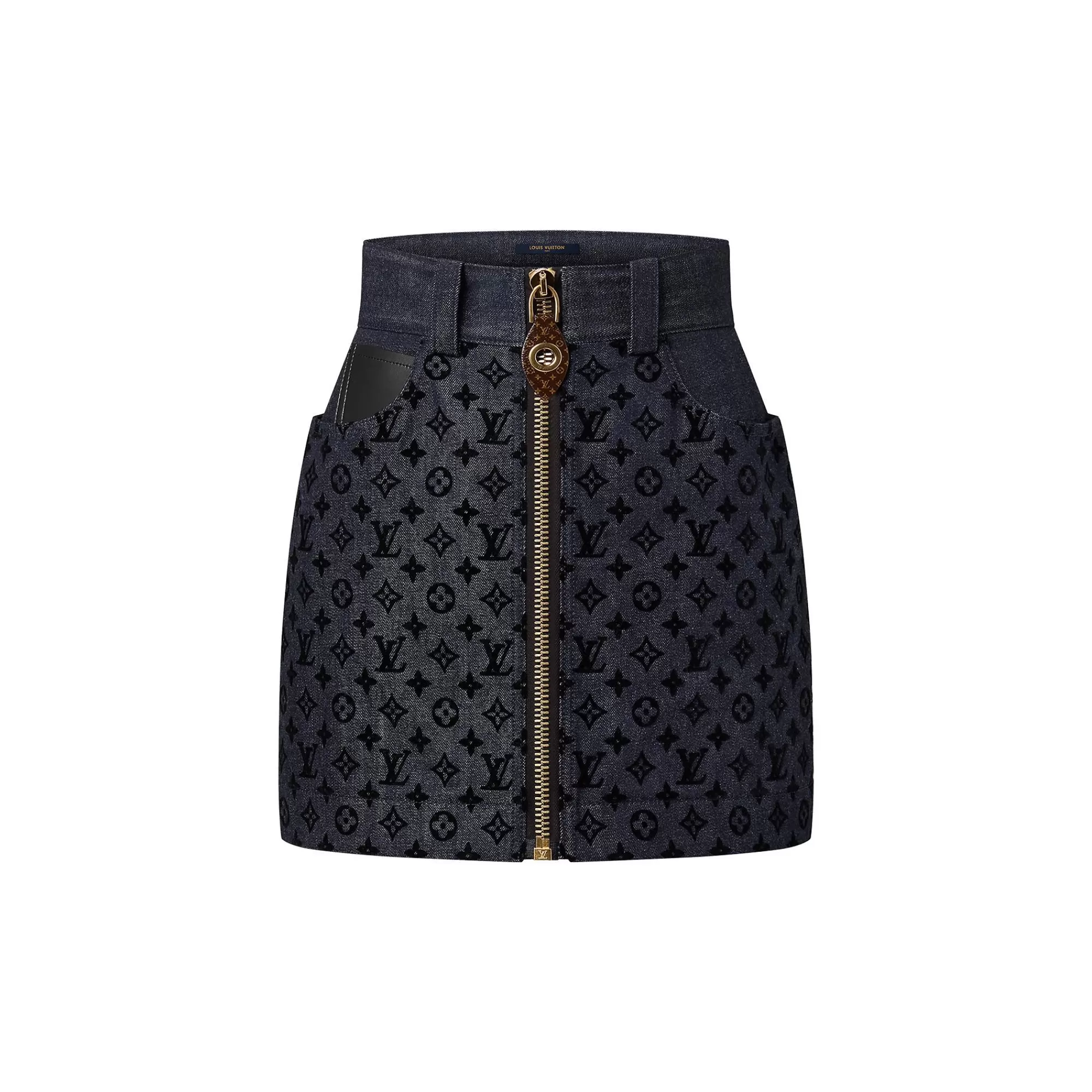 Store Louis Vuitton Flocked Monogram Denim Mini Skirt