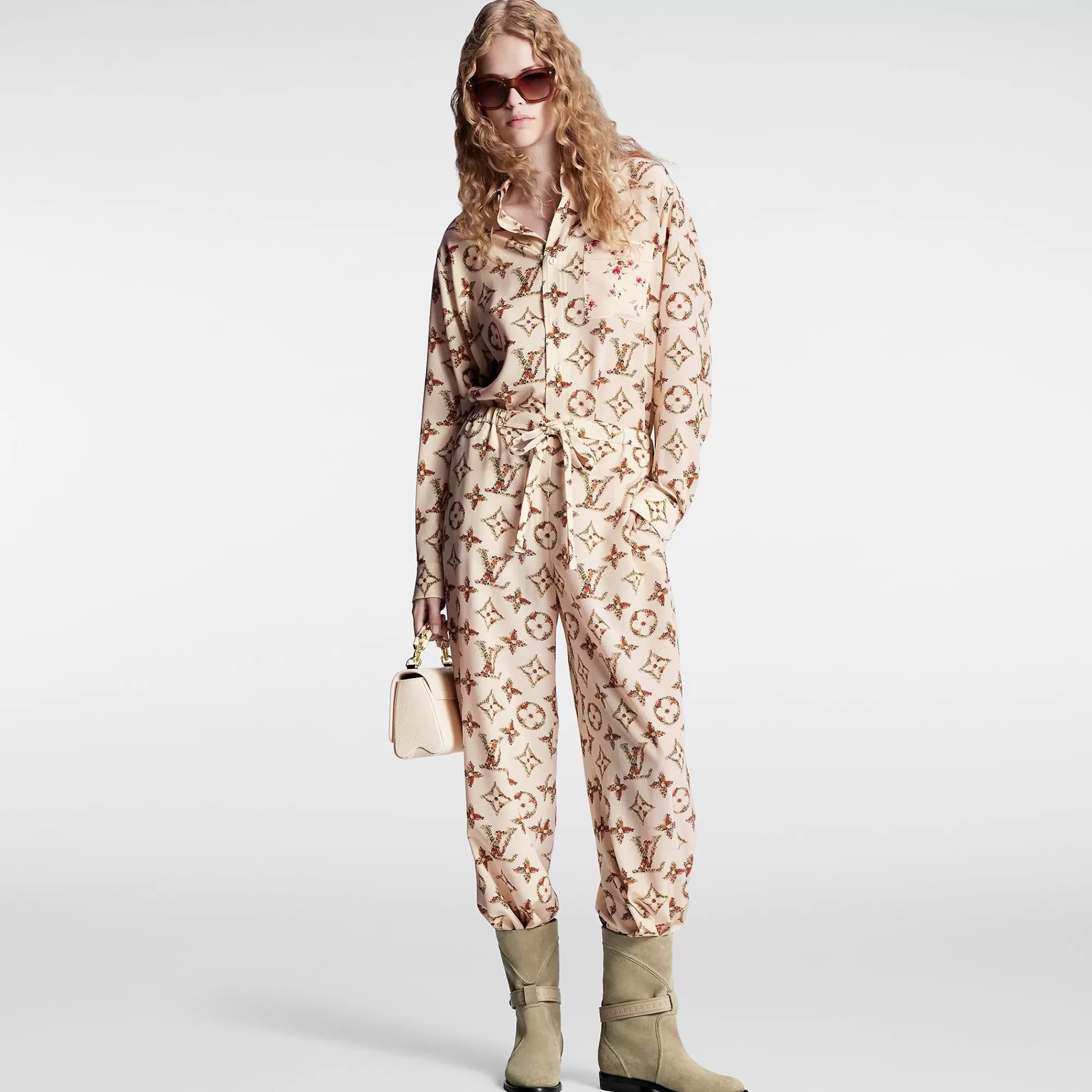 Cheap Louis Vuitton Floral Monogram Wide-Leg Pajama Pants