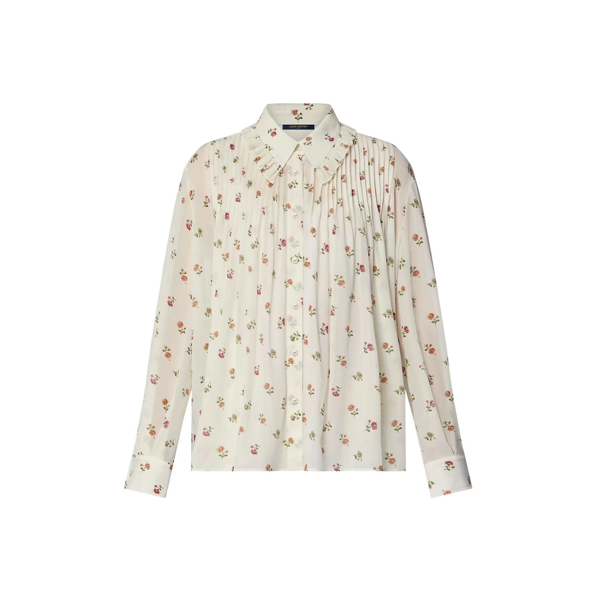 Clearance Louis Vuitton Floral Print Ruffle Collar Shirt