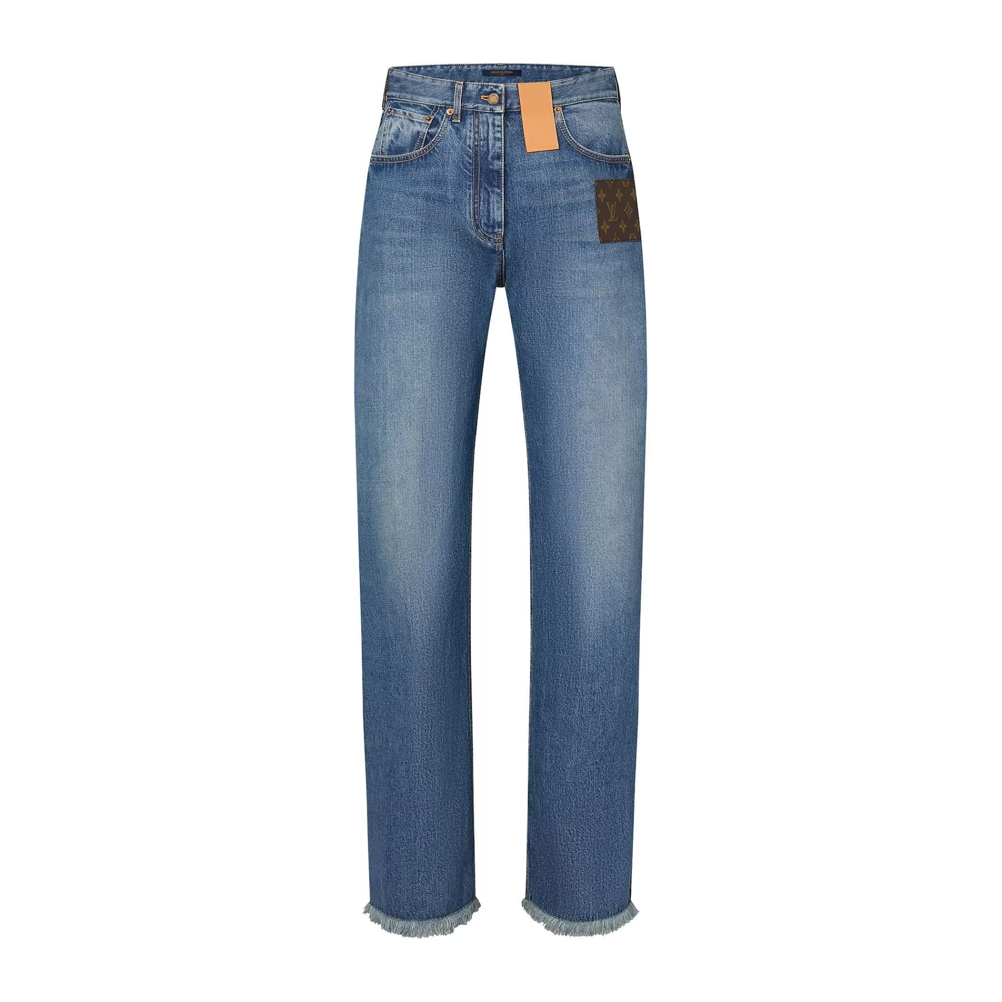 Discount Louis Vuitton Frayed Hem Straight-Cut Jeans