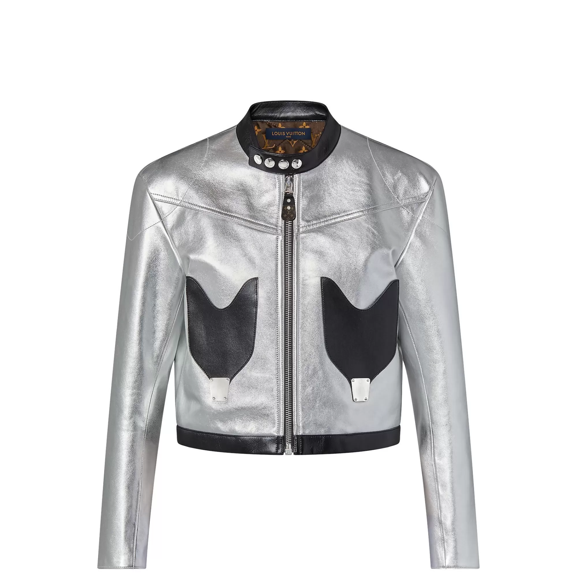 Best Louis Vuitton Graphic Accent Silver Calfskin Jacket