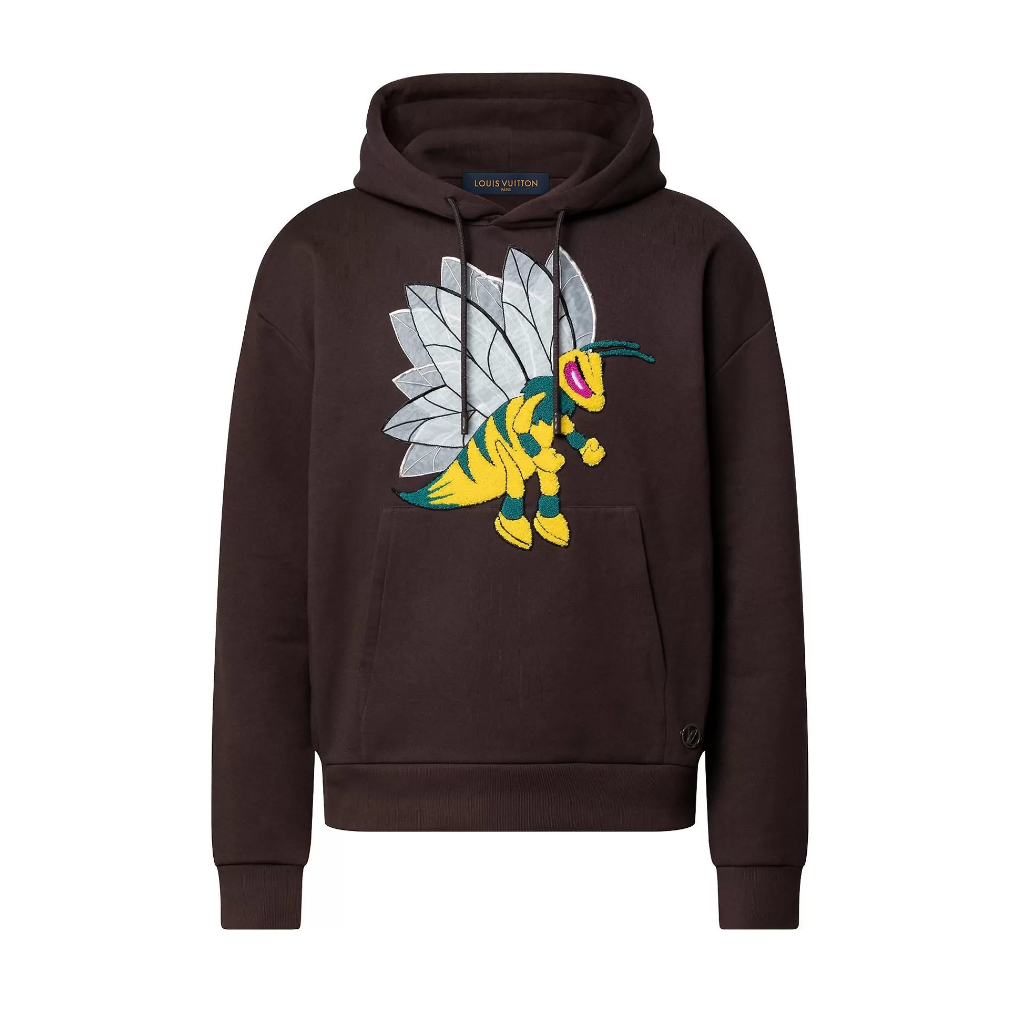 Fashion Louis Vuitton Graphic Bee Patched Hoodie