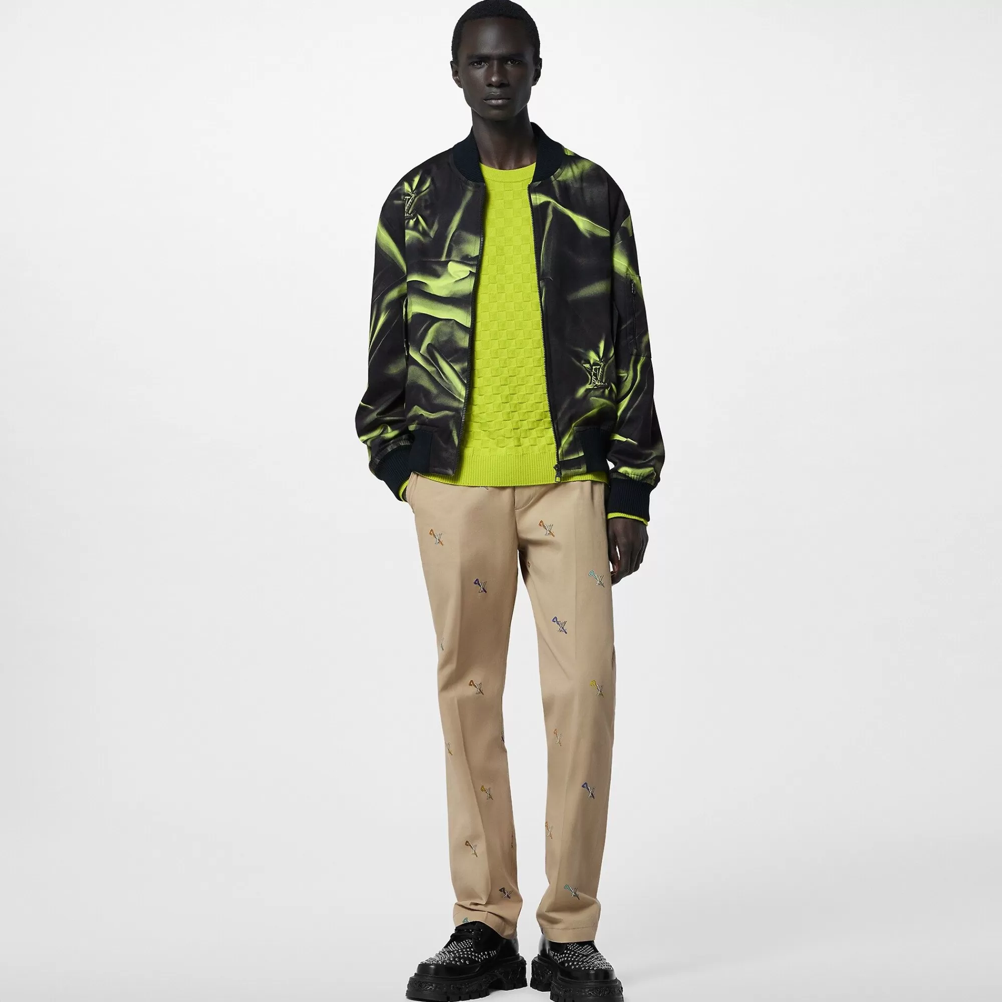 Shop Louis Vuitton Graphic Cotton Bomber Jacket