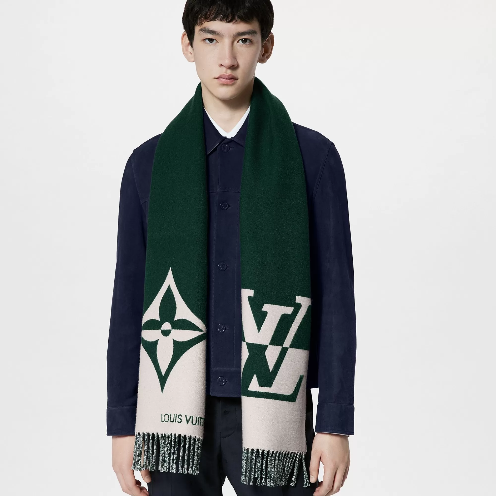 Best Sale Louis Vuitton Graphic Dual Scarf Dark Green