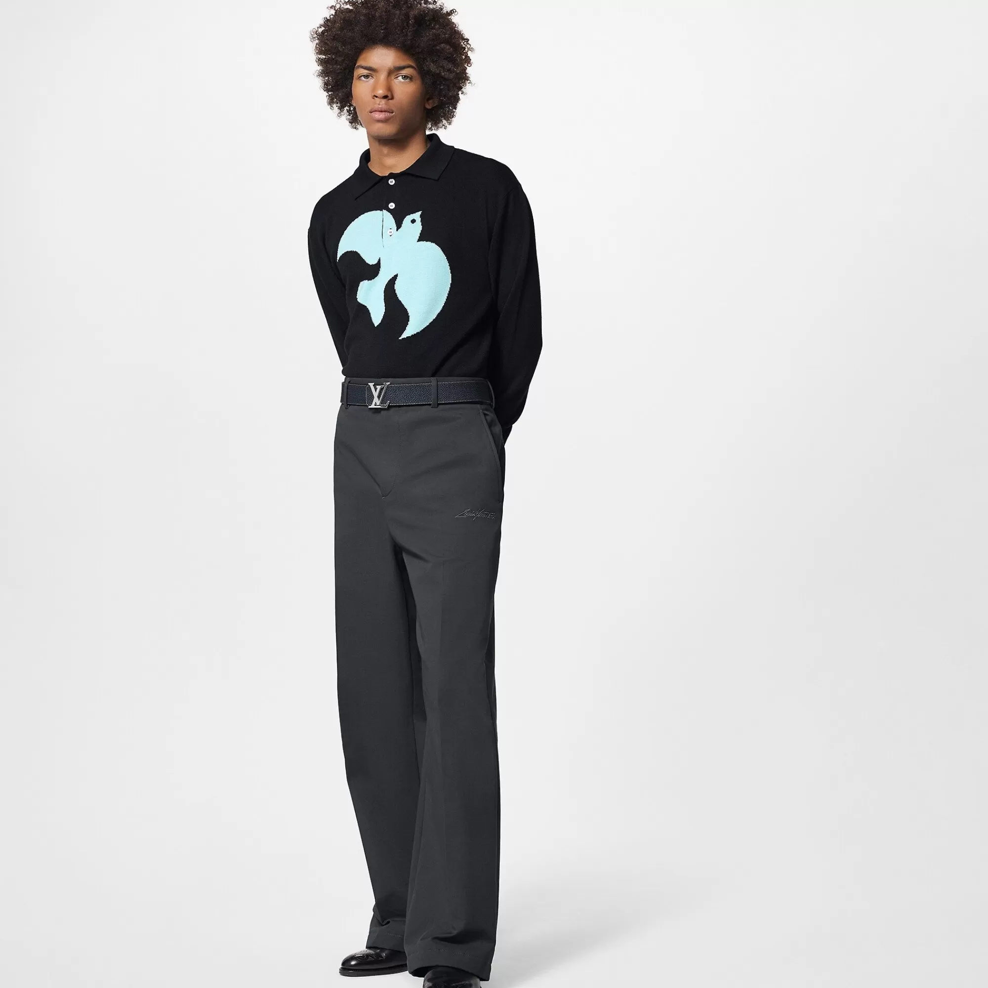 Clearance Louis Vuitton Graphic Long-Sleeved Knit Polo