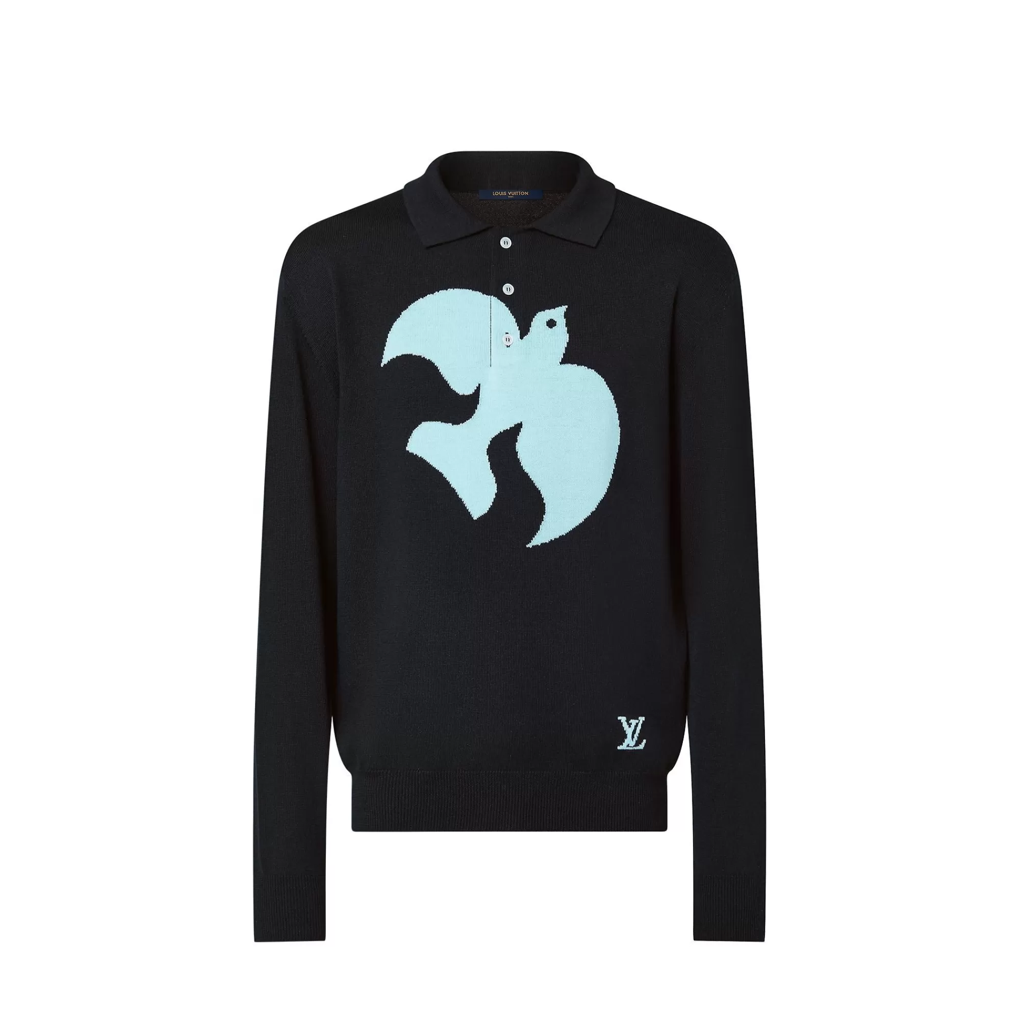 Clearance Louis Vuitton Graphic Long-Sleeved Knit Polo