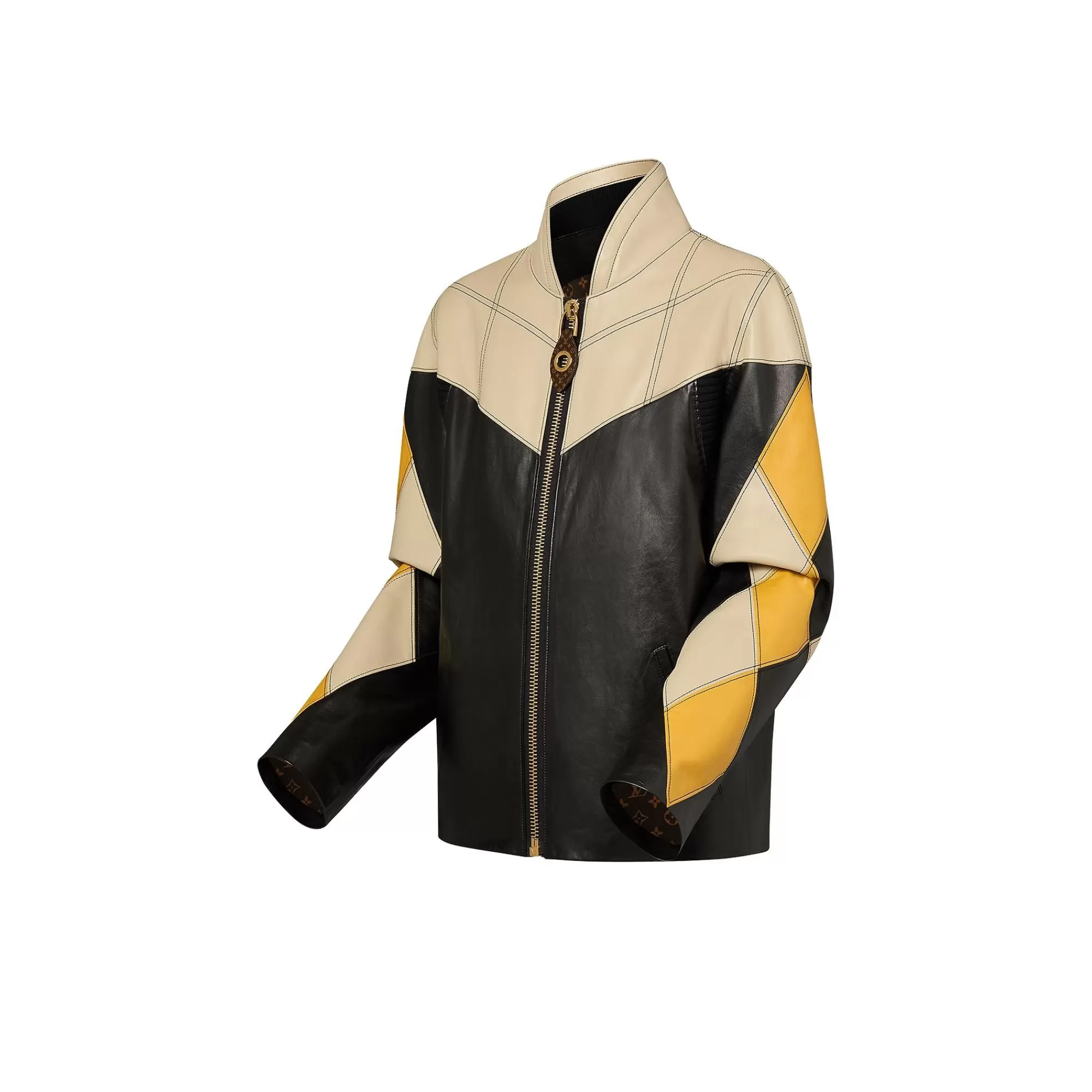 Best Louis Vuitton Harlequin Sleeve Leather Jacket