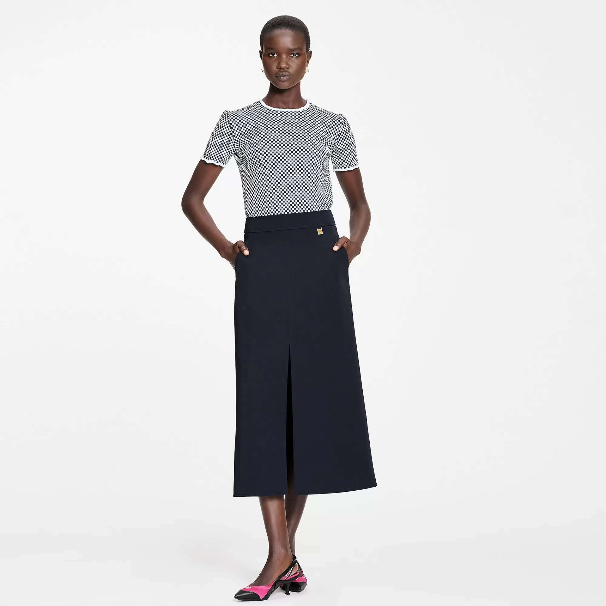Fashion Louis Vuitton High Slits Midi Skirt