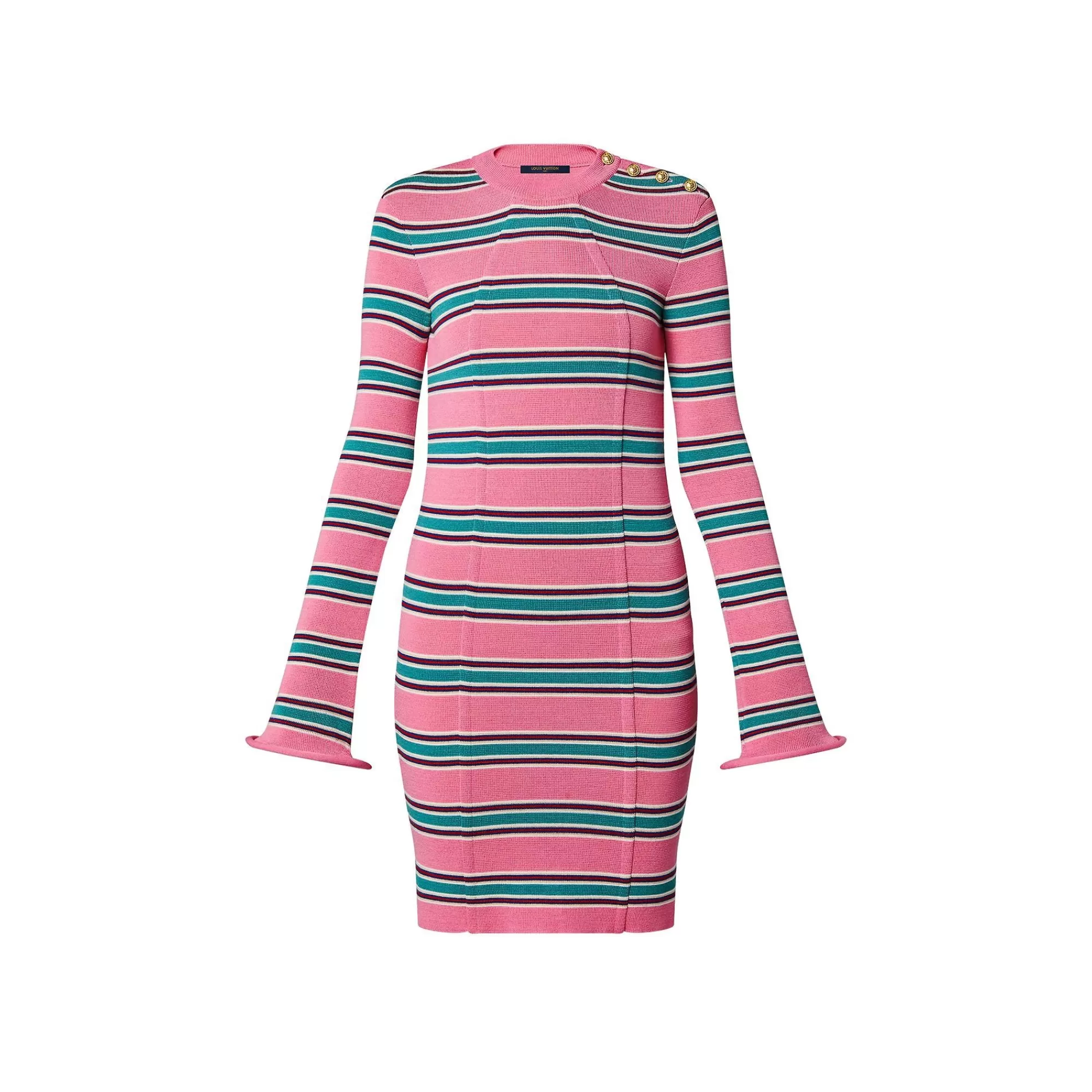 Cheap Louis Vuitton Horizontal Stripes Trumpet Sleeve Dress