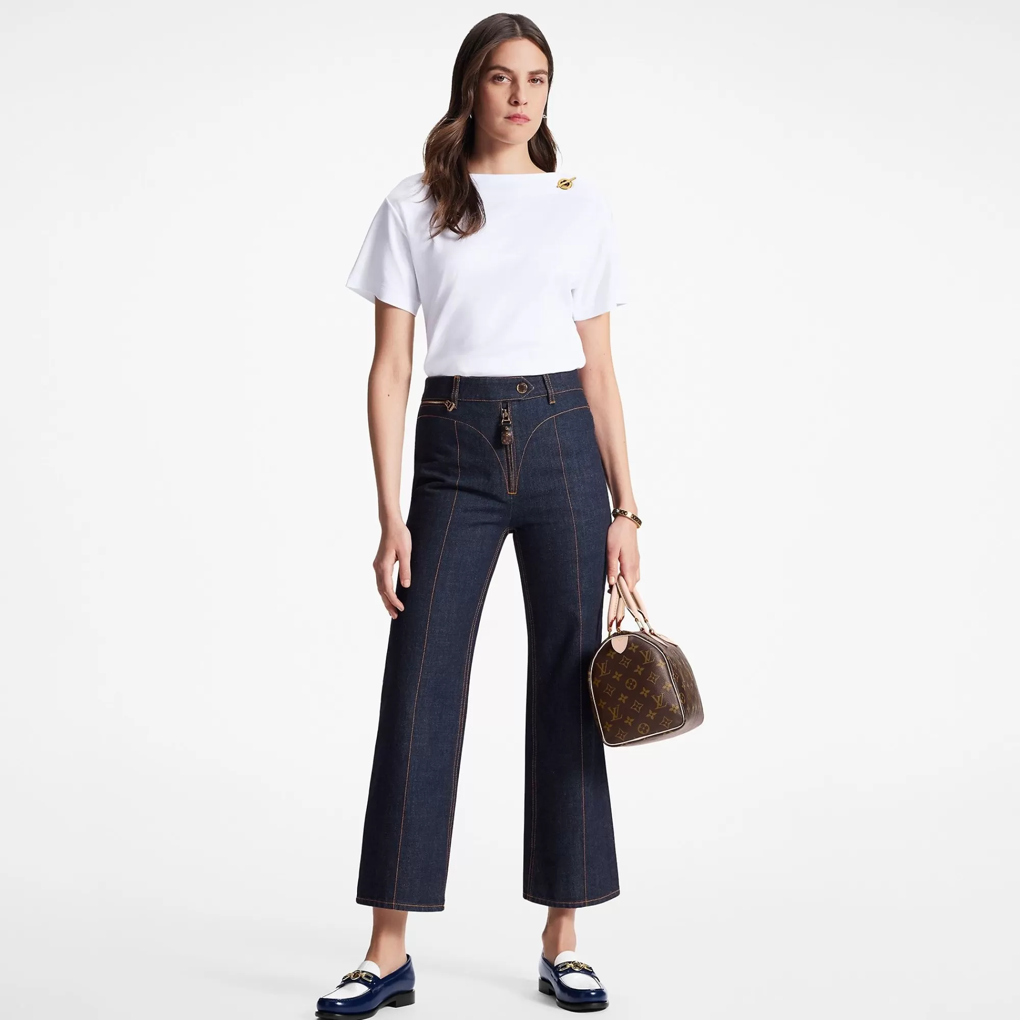 Cheap Louis Vuitton Indigo Blue Cropped Jeans