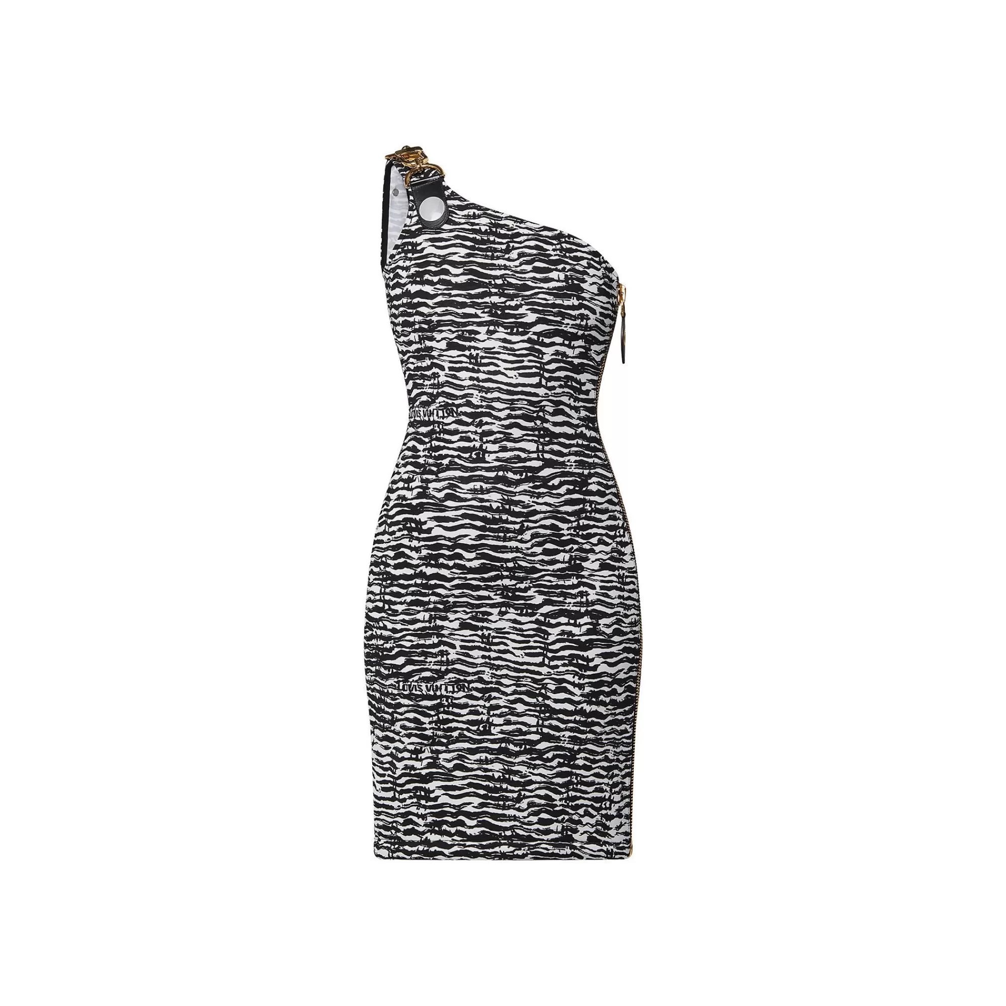 Sale Louis Vuitton Ink Tiger Xxl Detail One-Shoulder Dress