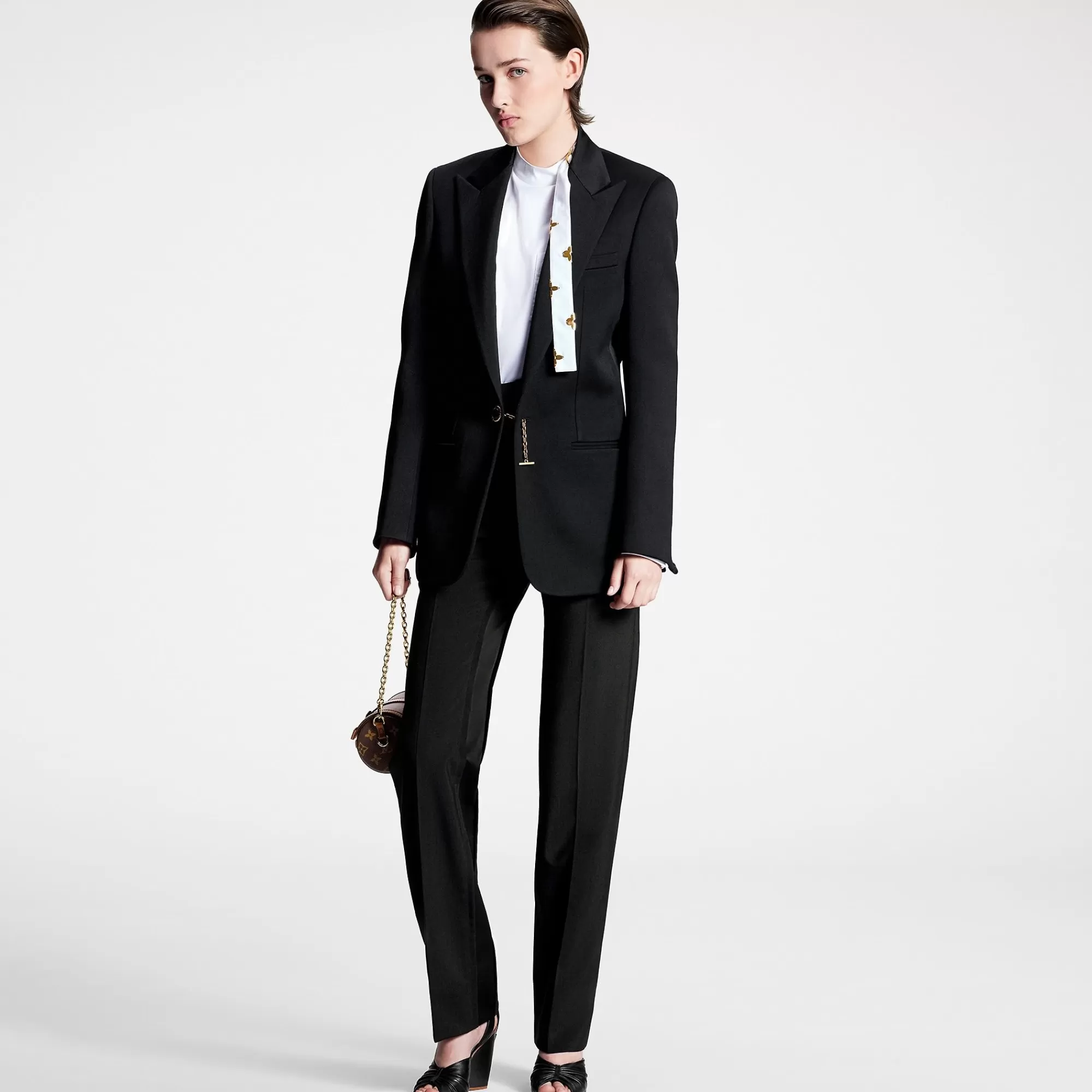 Hot Louis Vuitton Jewel Button Tuxedo Jacket Black
