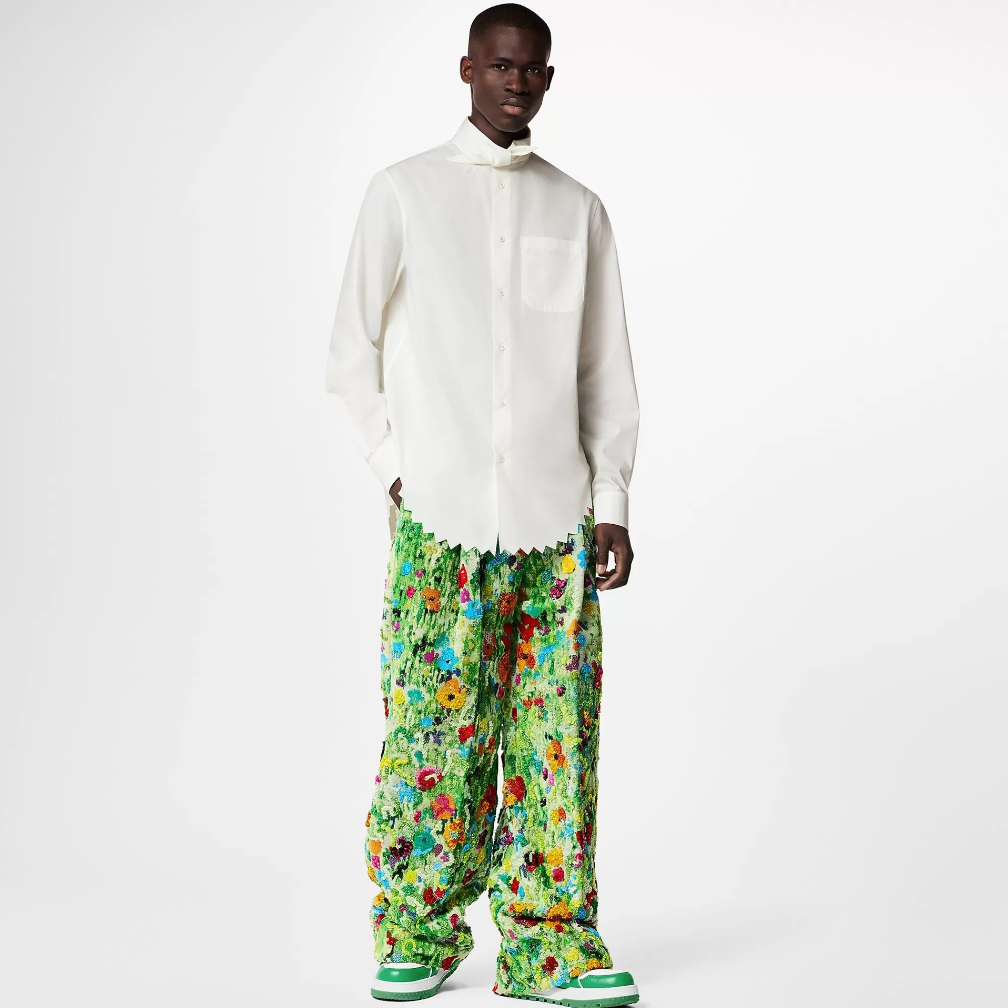 Best Louis Vuitton Knotted Collar Long-Sleeved Shirt