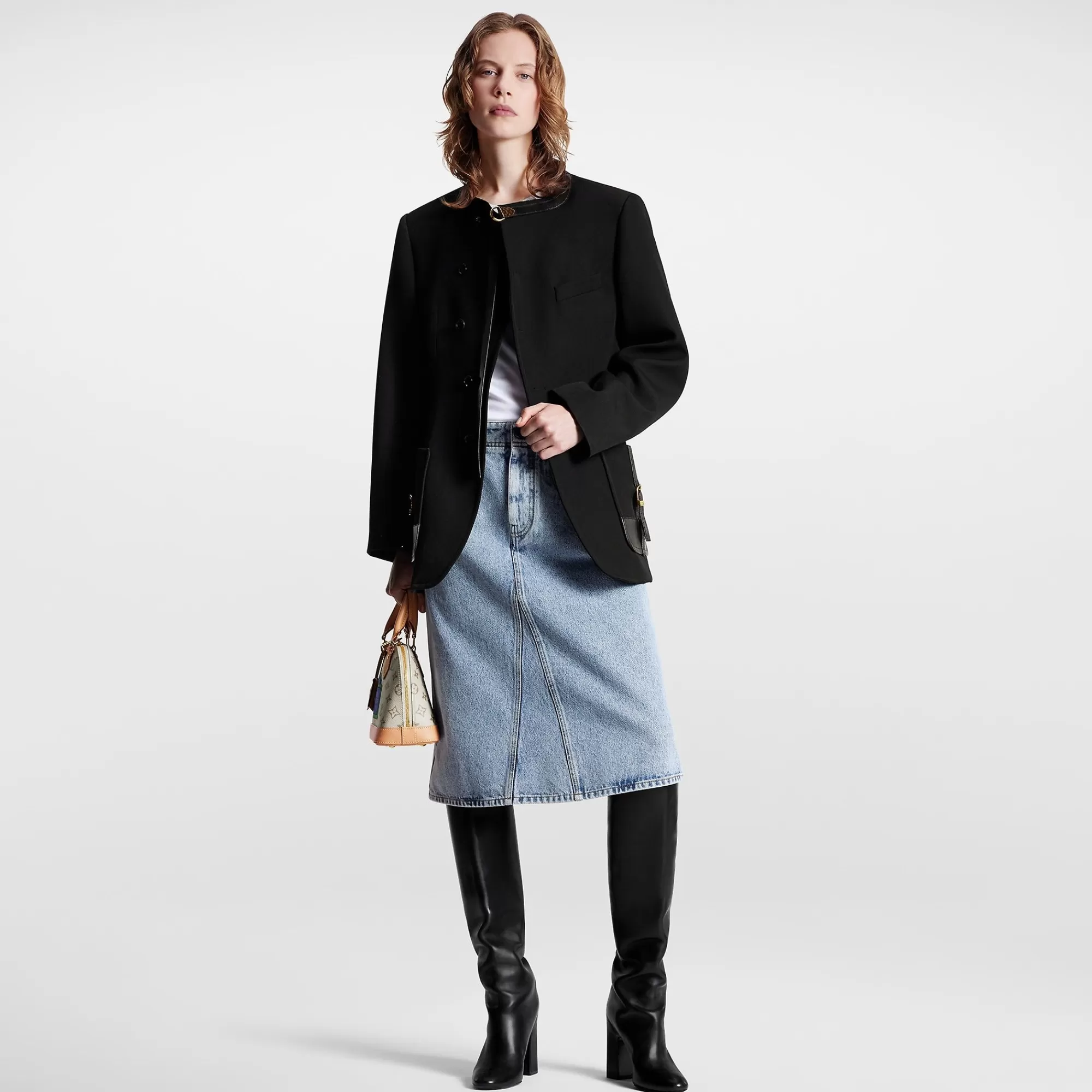 Best Louis Vuitton Leather Accent Asymmetrical Blazer