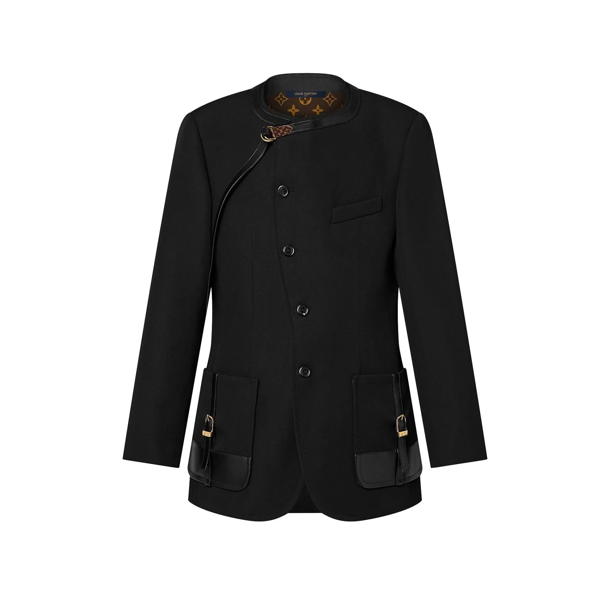 Best Louis Vuitton Leather Accent Asymmetrical Blazer