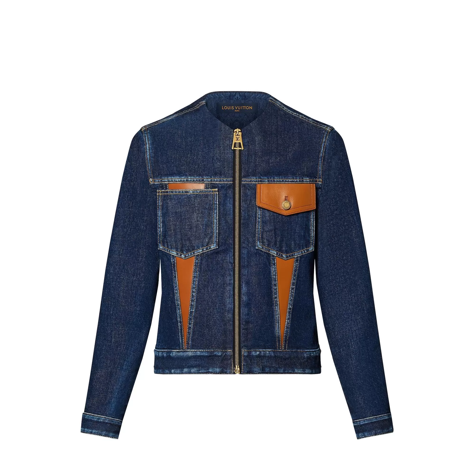 Hot Louis Vuitton Leather Accent Denim Jacket