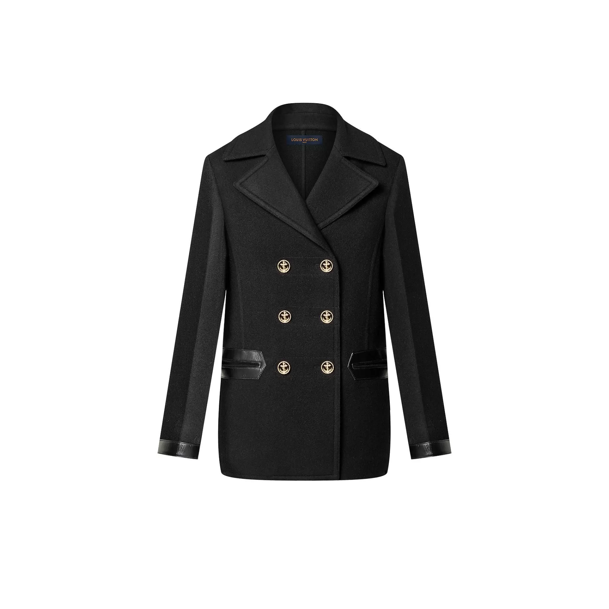 Best Louis Vuitton Leather Accent Double-Breasted Coat