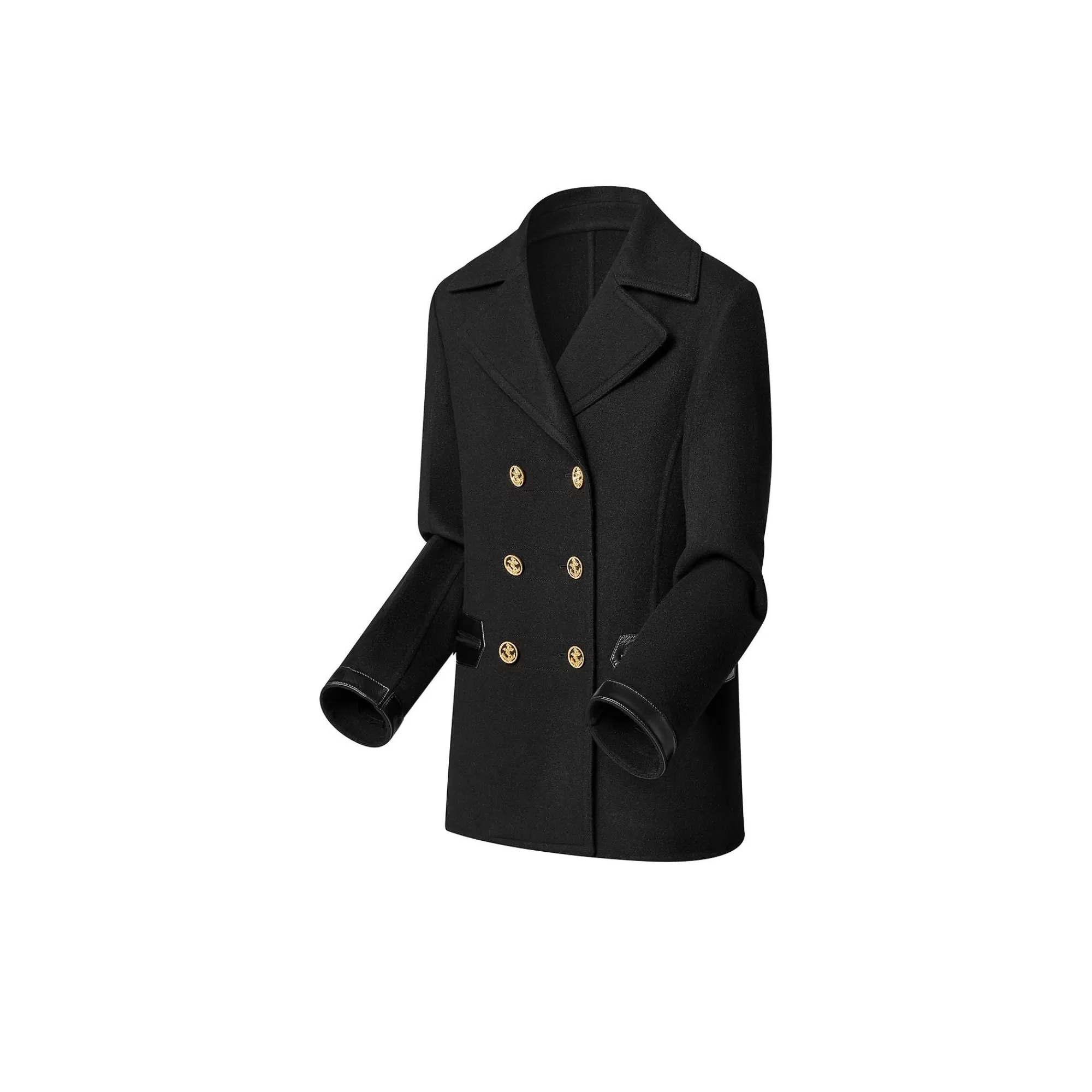 Best Louis Vuitton Leather Accent Double-Breasted Coat