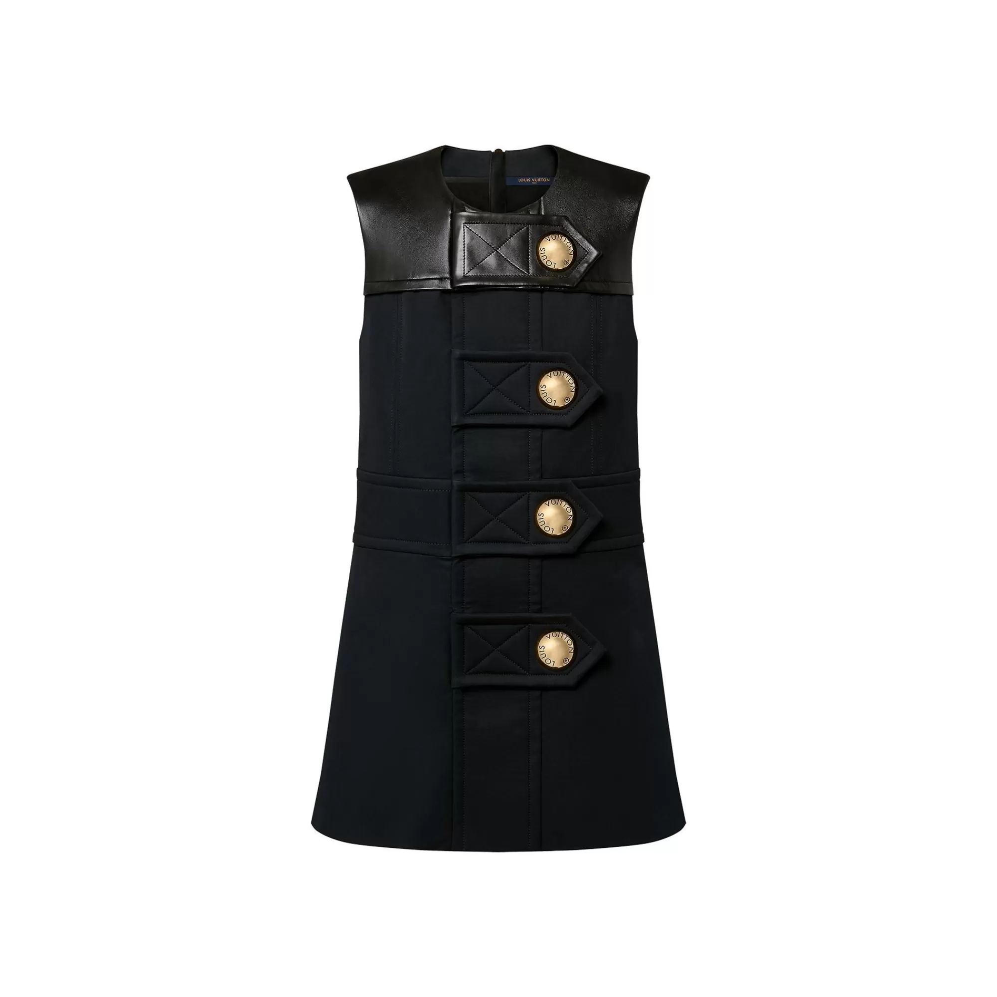 Flash Sale Louis Vuitton Leather Accent Snap Button Dress
