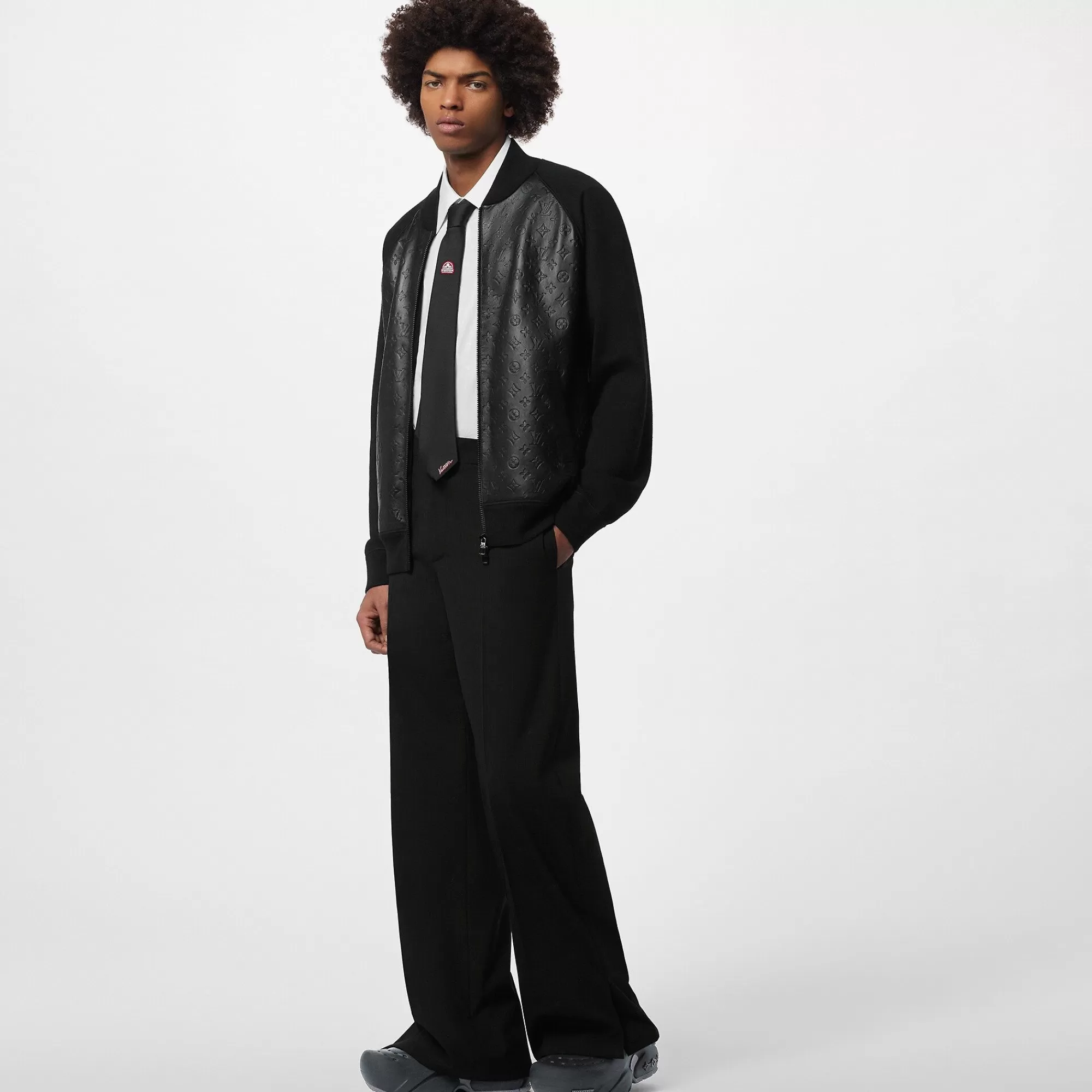 Store Louis Vuitton Leather And Knitted Wool Blouson