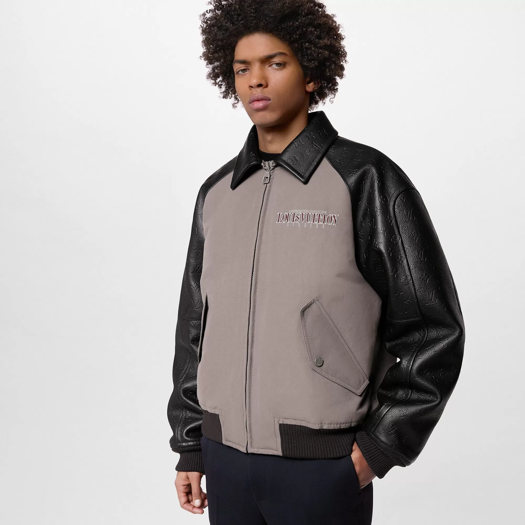 Fashion Louis Vuitton Leather And Nylon Blouson