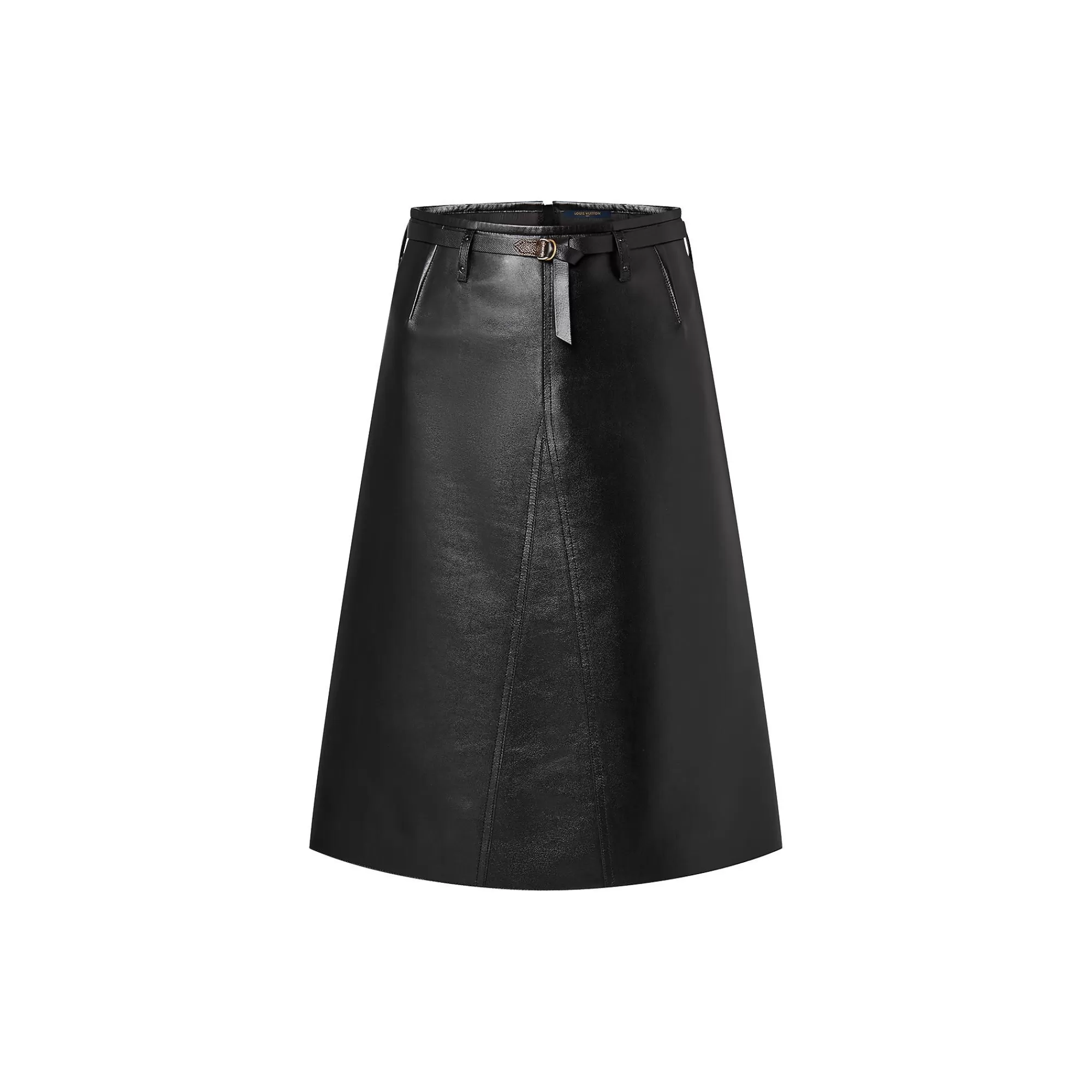 Online Louis Vuitton Leather Belted Midi Skirt