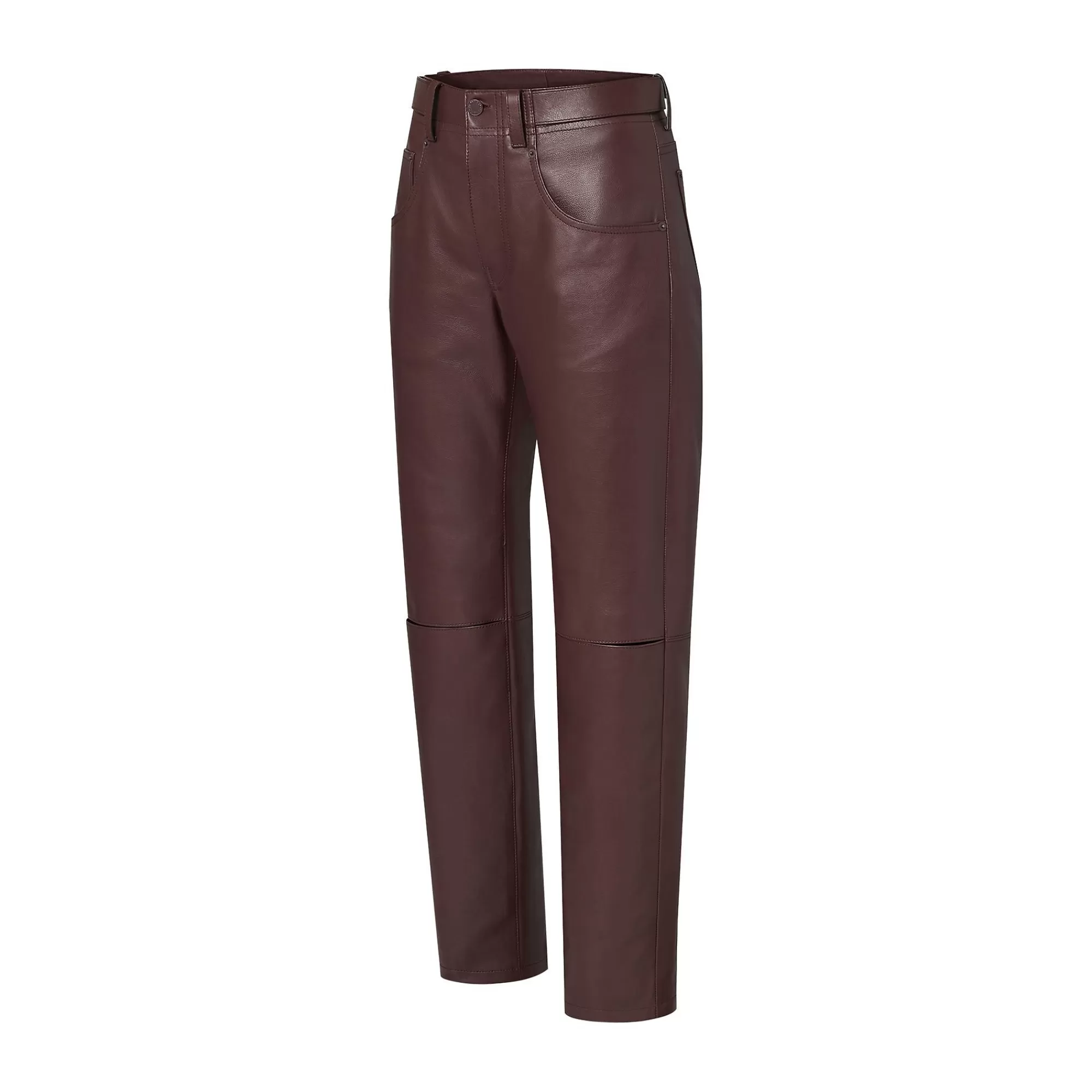Discount Louis Vuitton Leather Slit Pants Dark Brown