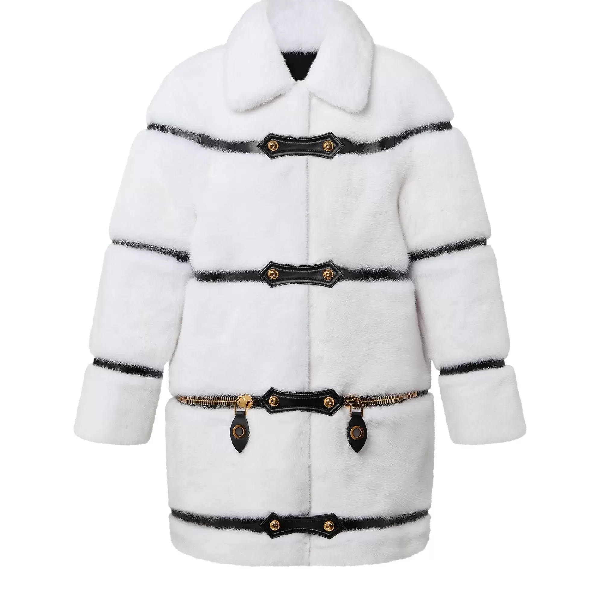 Best Sale Louis Vuitton Leather Strip White Mink Coat