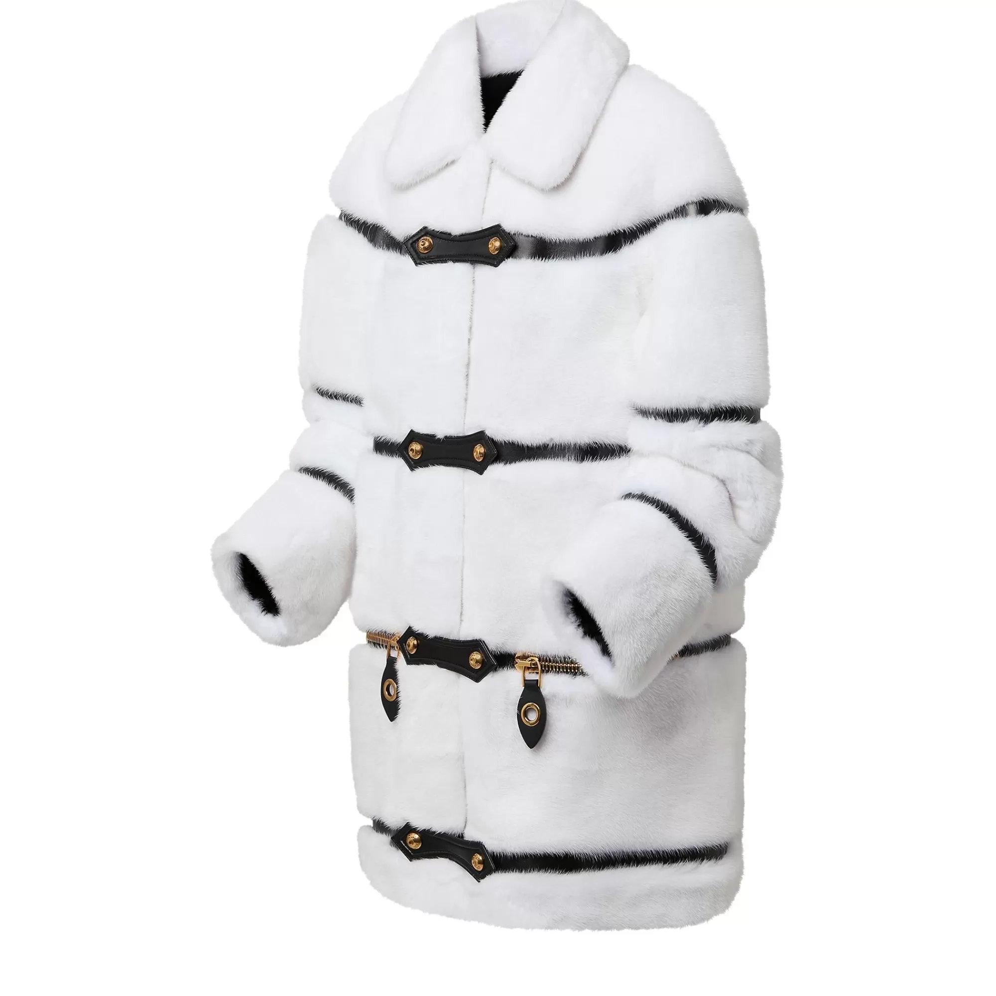 Best Sale Louis Vuitton Leather Strip White Mink Coat