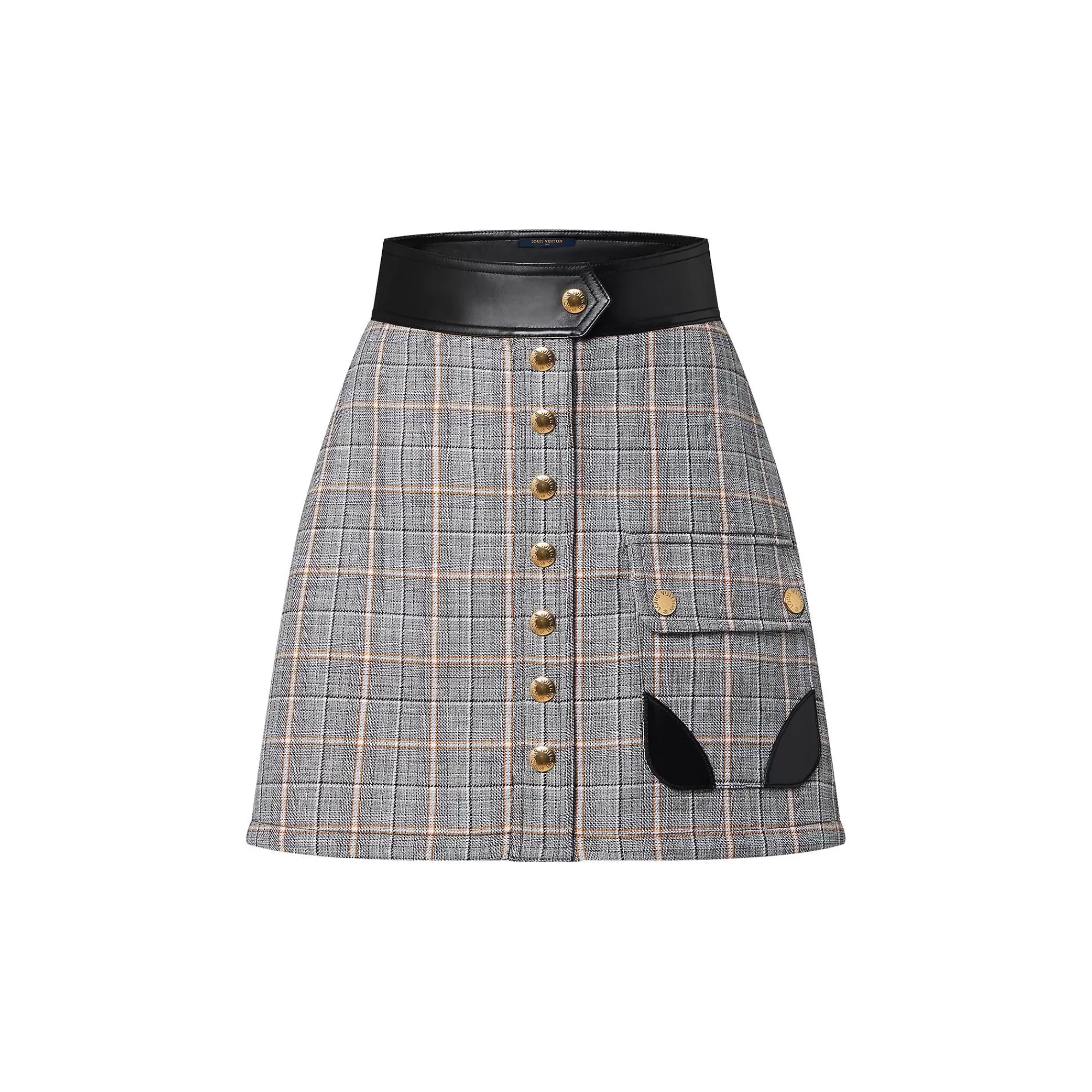 Sale Louis Vuitton Leather Trim Check Mini Skirt