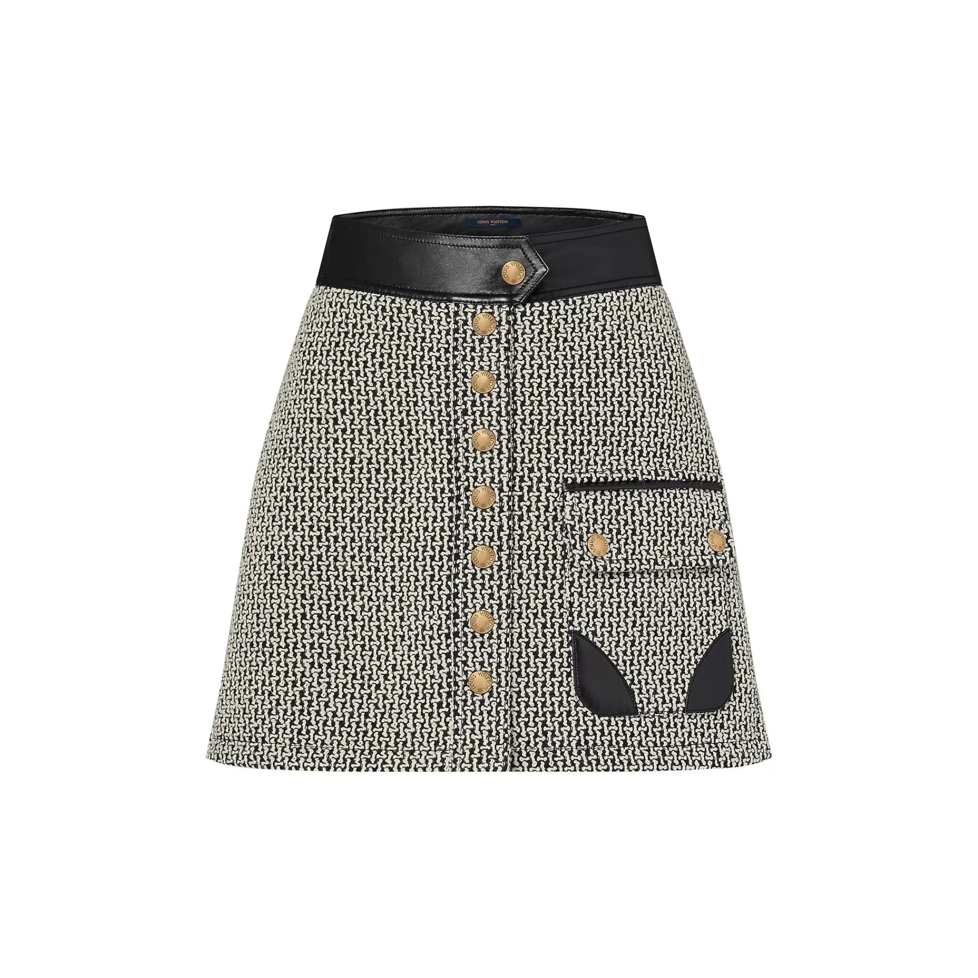 Store Louis Vuitton Leather Trim Graphic Tweed Mini Skirt