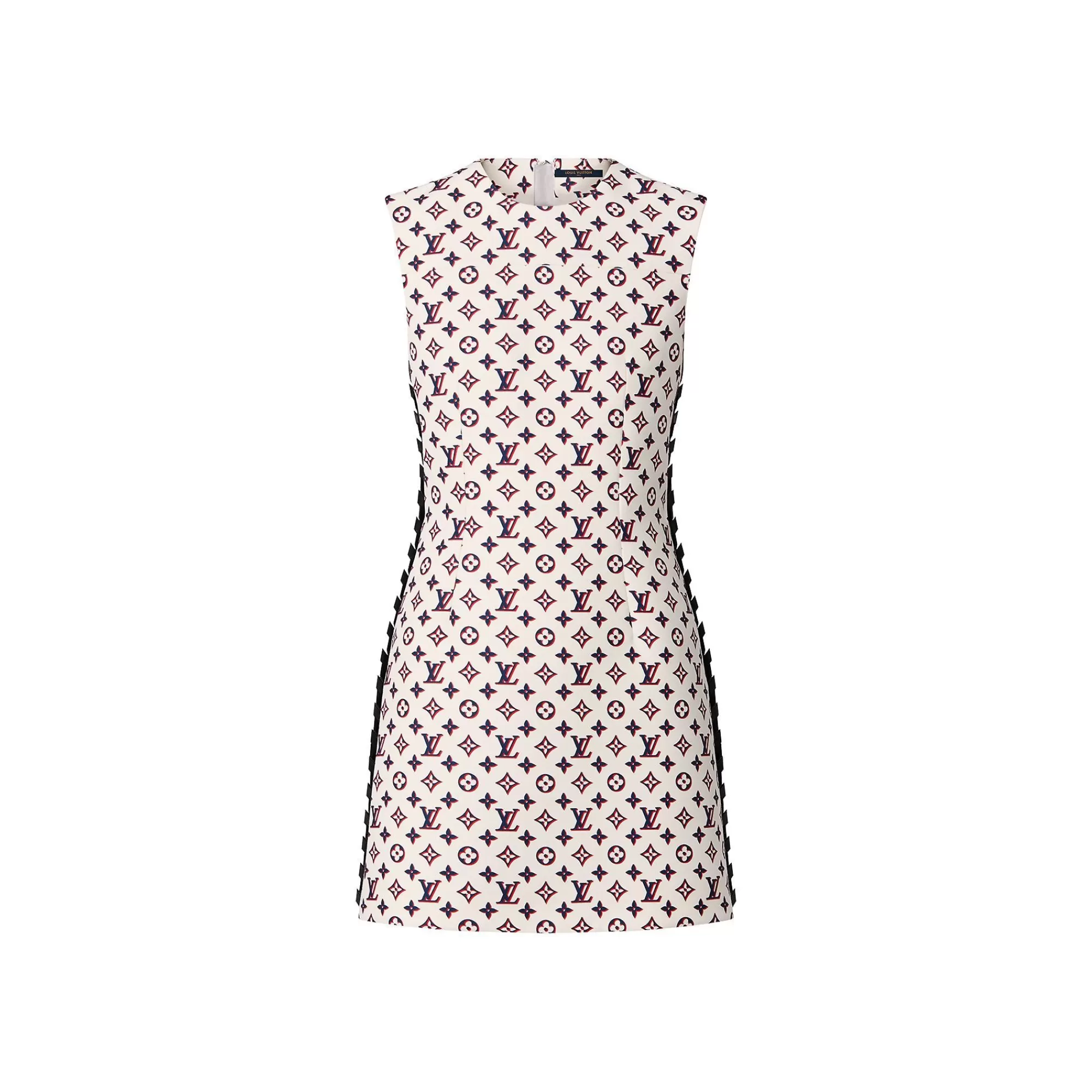 Outlet Louis Vuitton Leather Trim Tricolor Monogram Dress