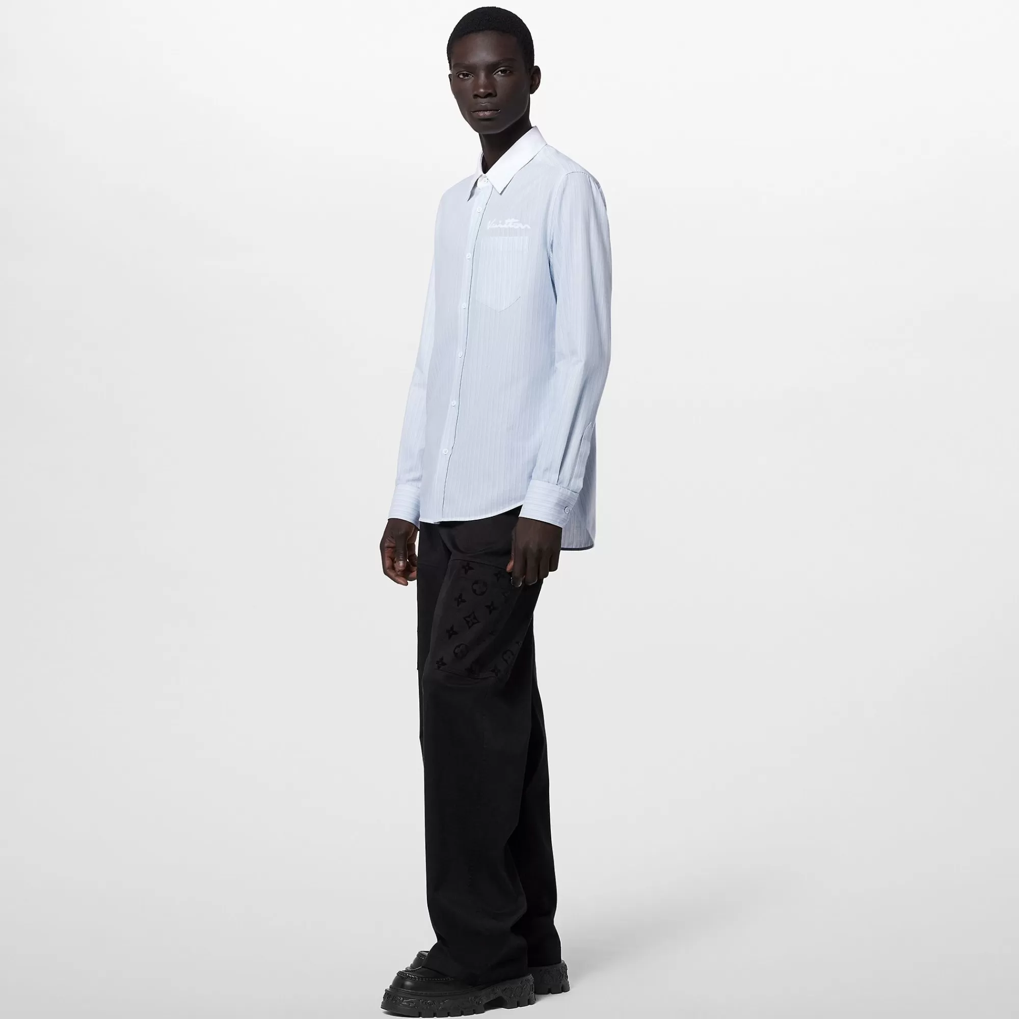 Discount Louis Vuitton Long-Sleeved Cotton And Cashmere Shirt