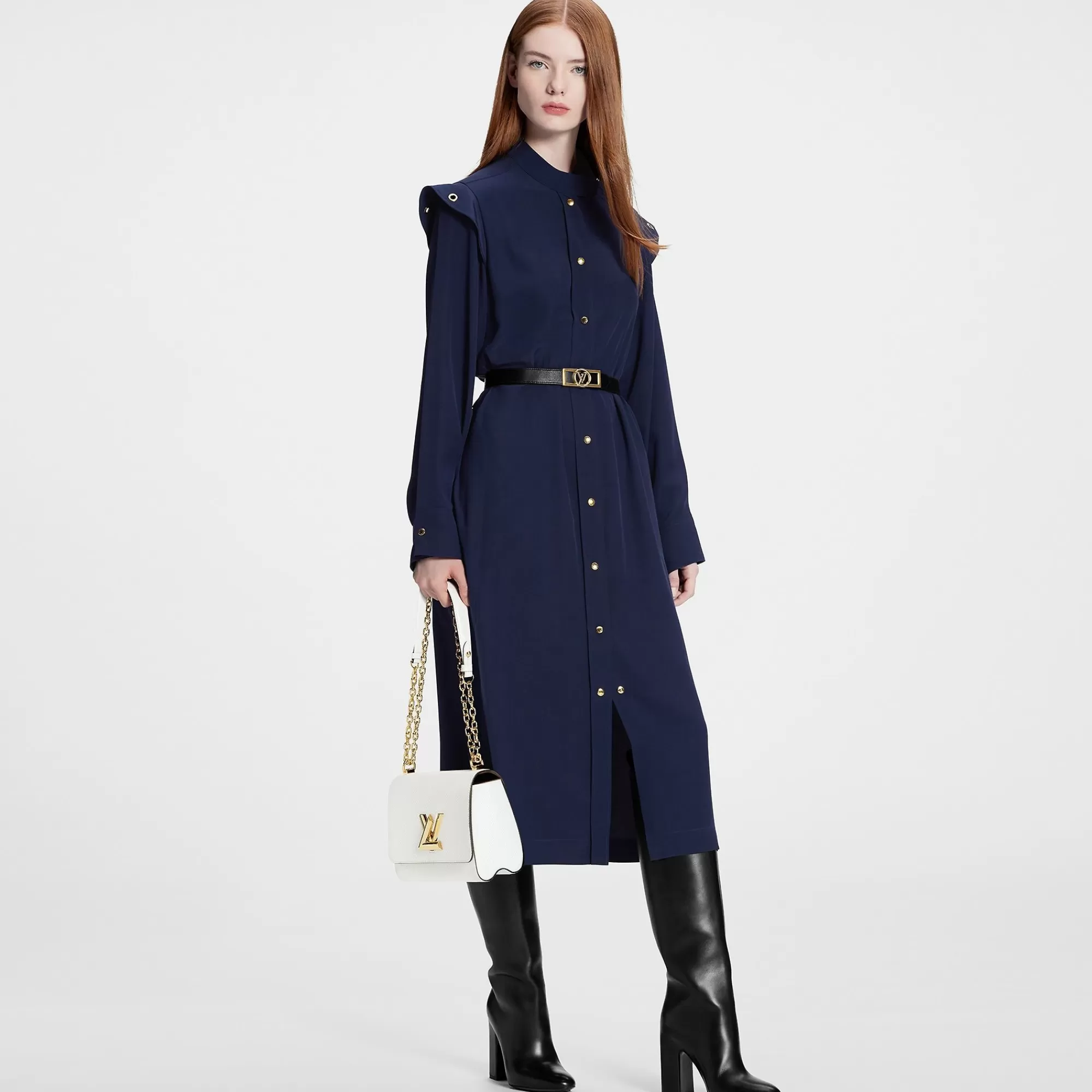 Cheap Louis Vuitton Long-Sleeved Epaulette Shirt Dress