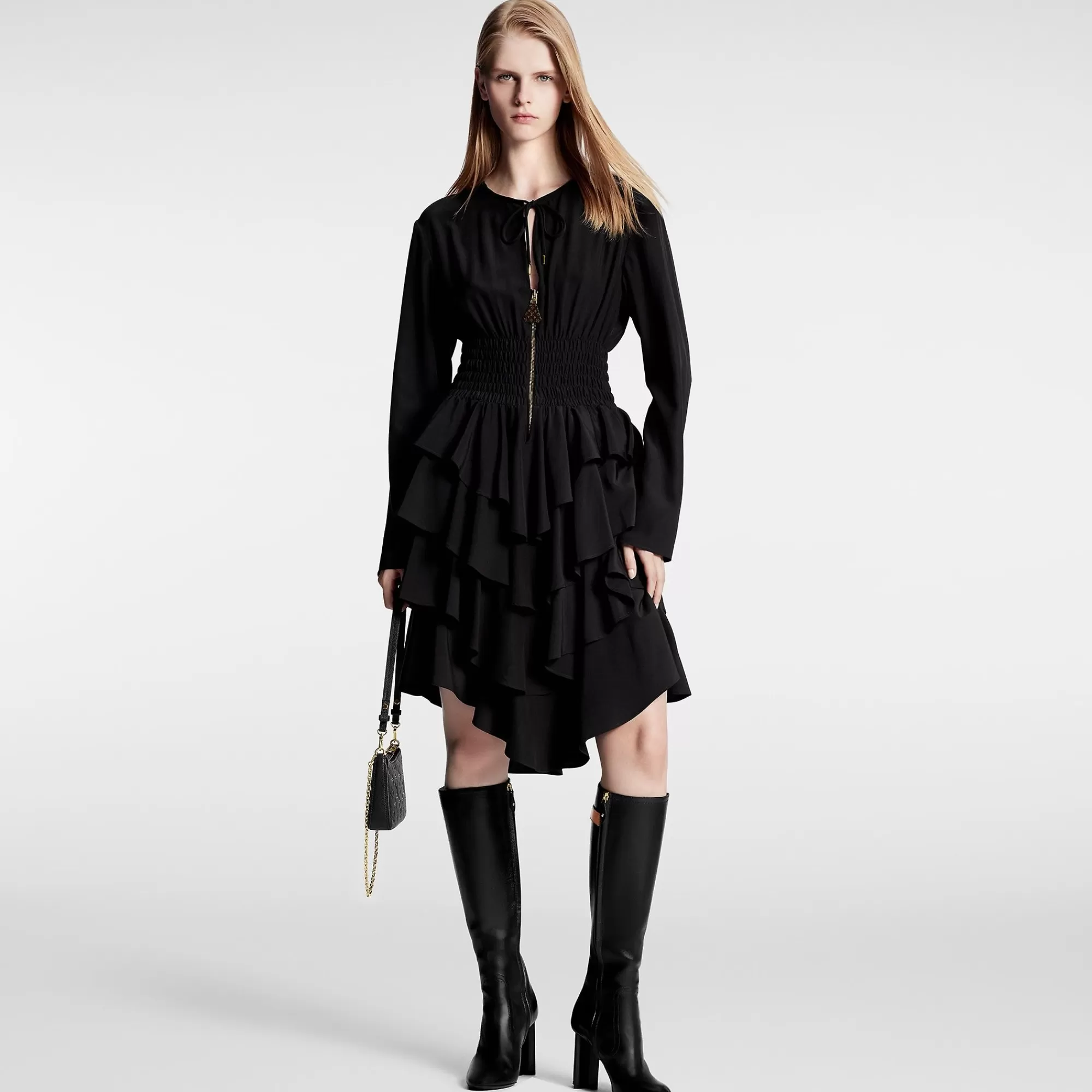 Best Louis Vuitton Long-Sleeved Tiered Dress