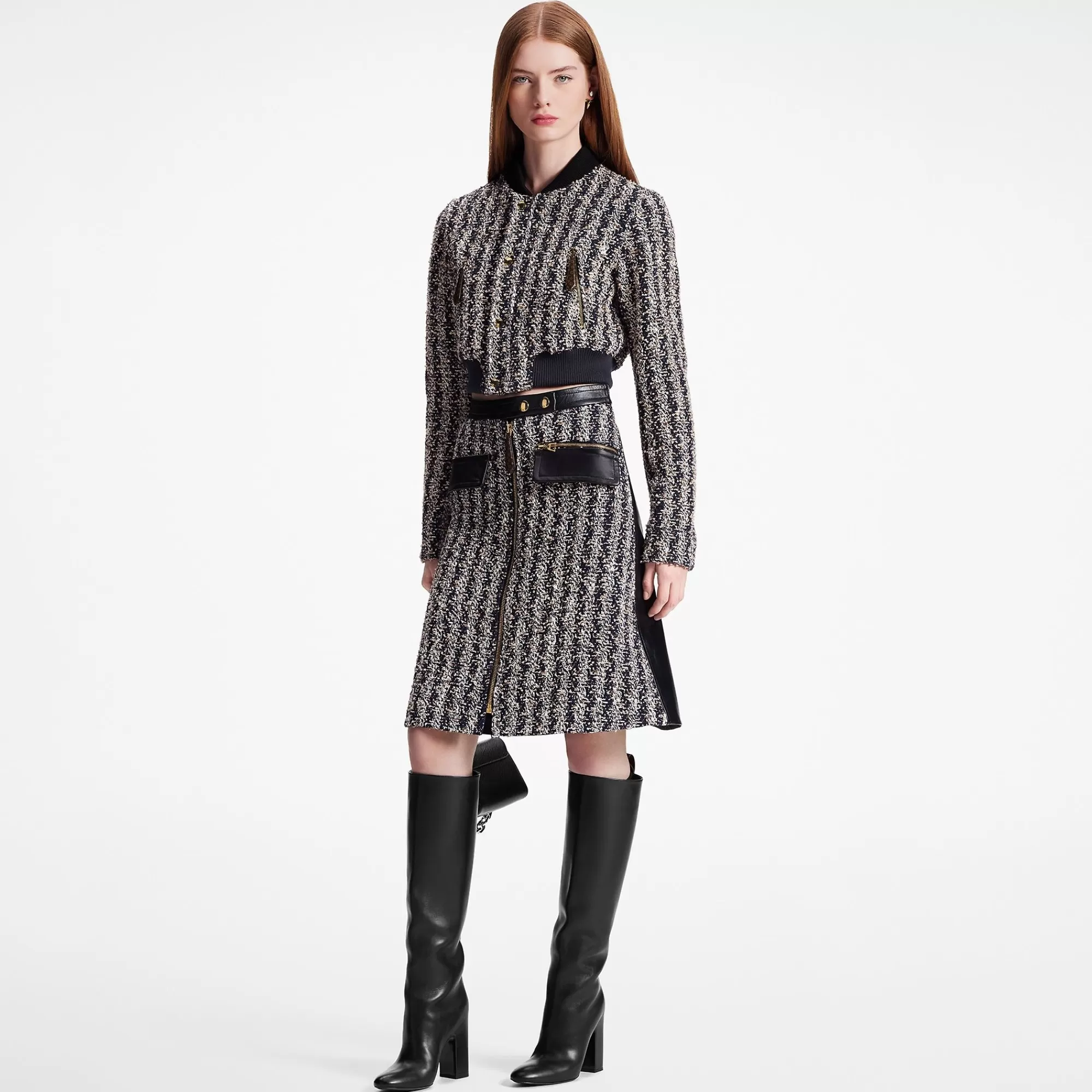 Hot Louis Vuitton Lurex Tweed Front Skirt