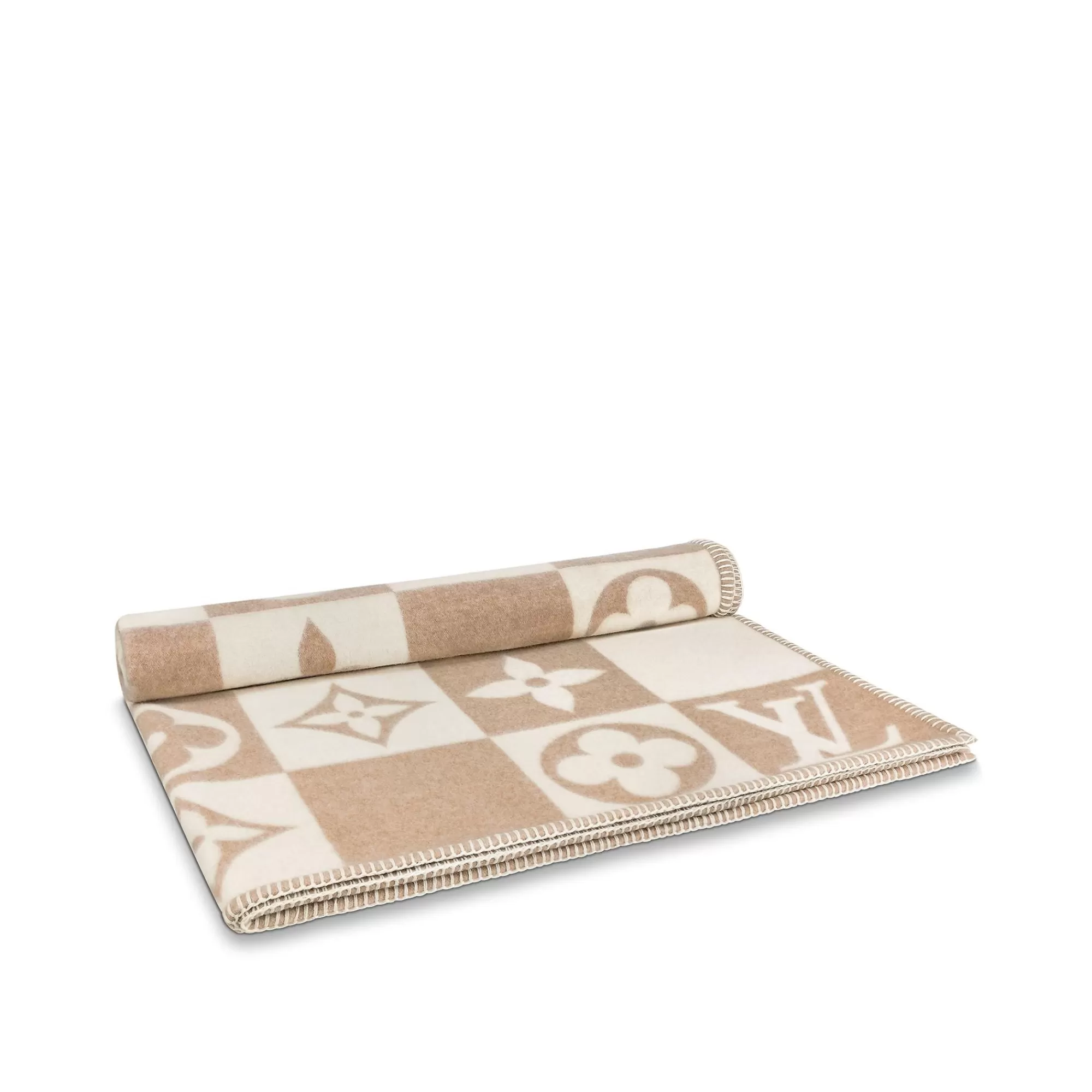 Fashion Louis Vuitton Lv Checkmate Blanket Beige