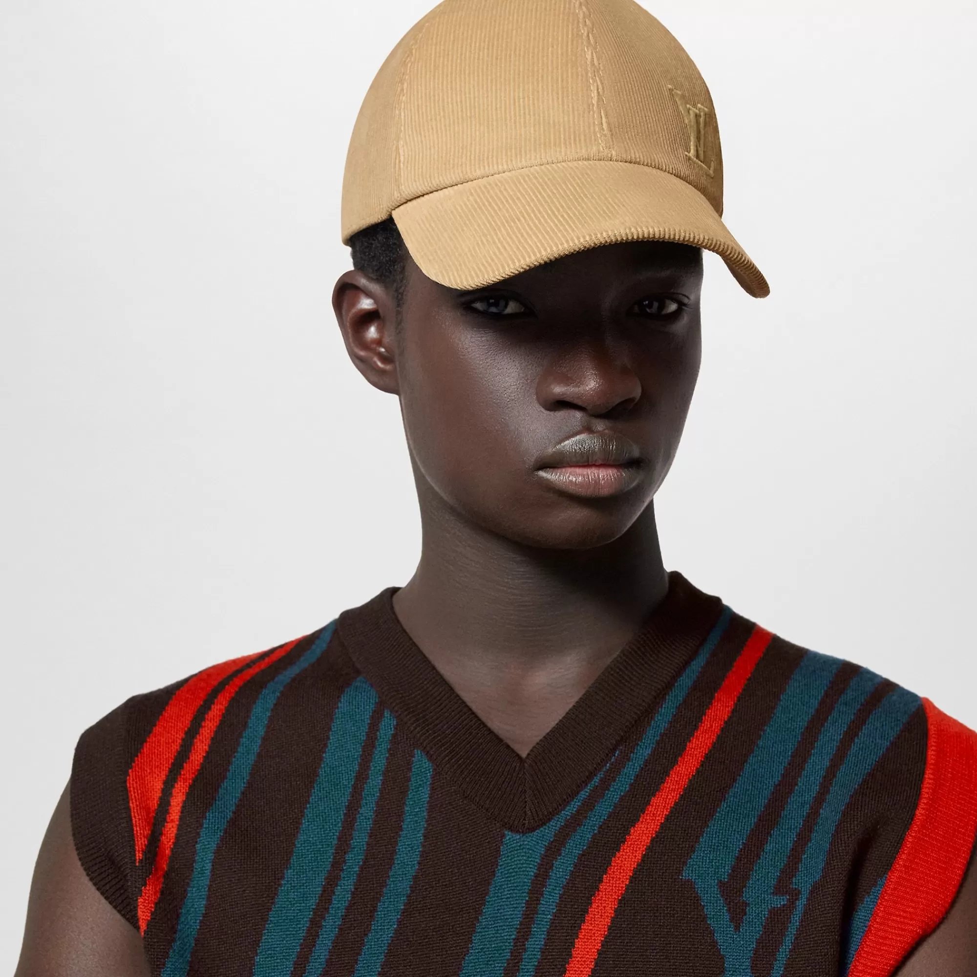 Fashion Louis Vuitton Lv Corduroy Cap Beige