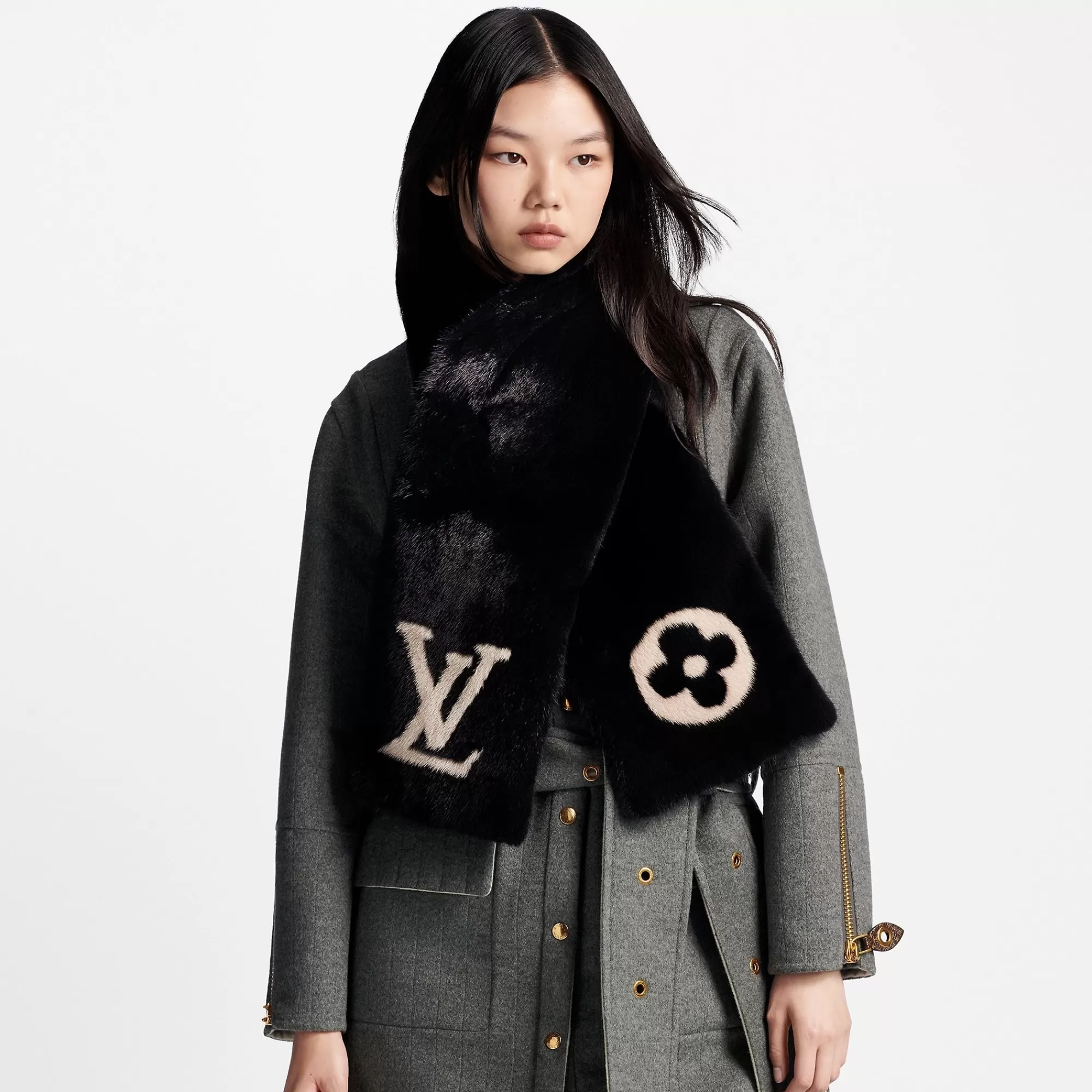 Shop Louis Vuitton Lv Cosy Mink Fur Scarf