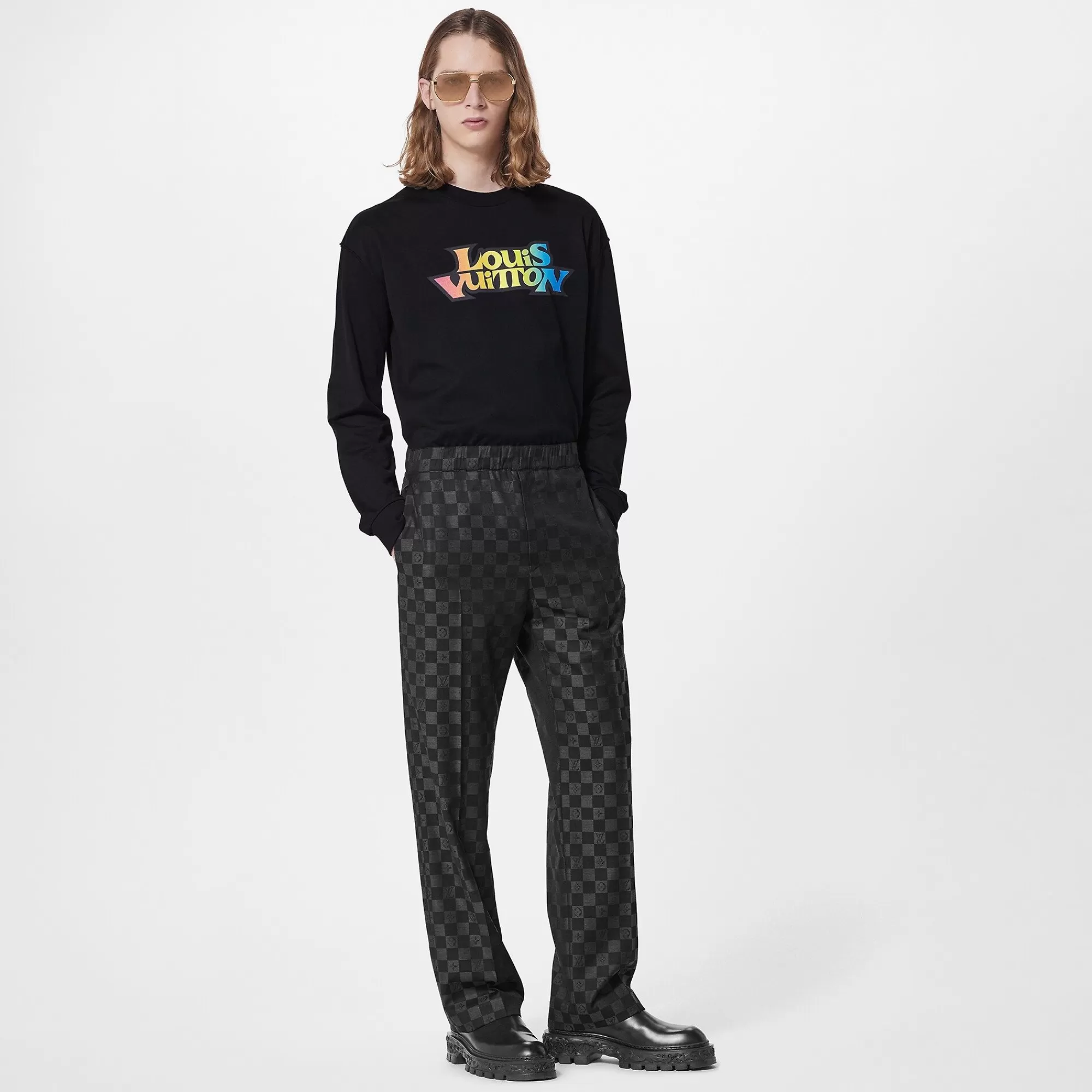 Discount Louis Vuitton Lv Fade Printed Long-Sleeved T-Shirt