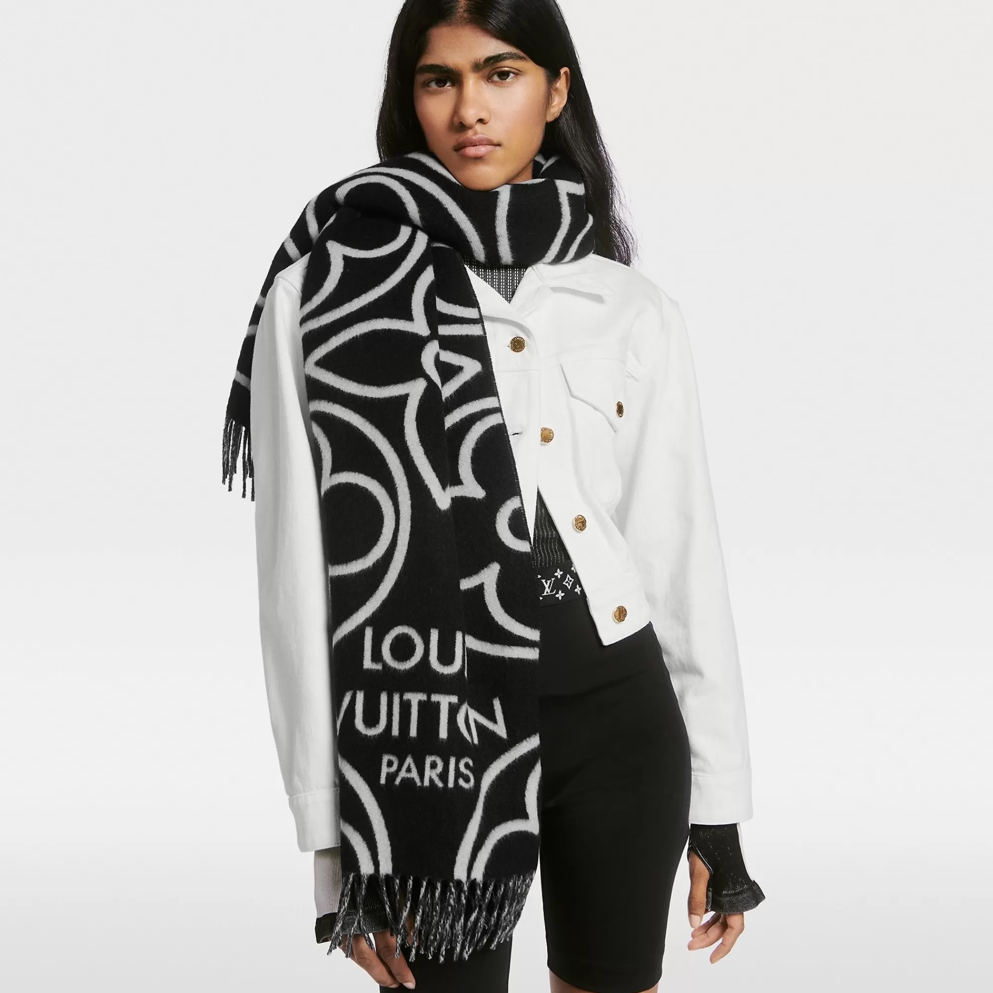 Clearance Louis Vuitton Lv In Bloom Scarf Black