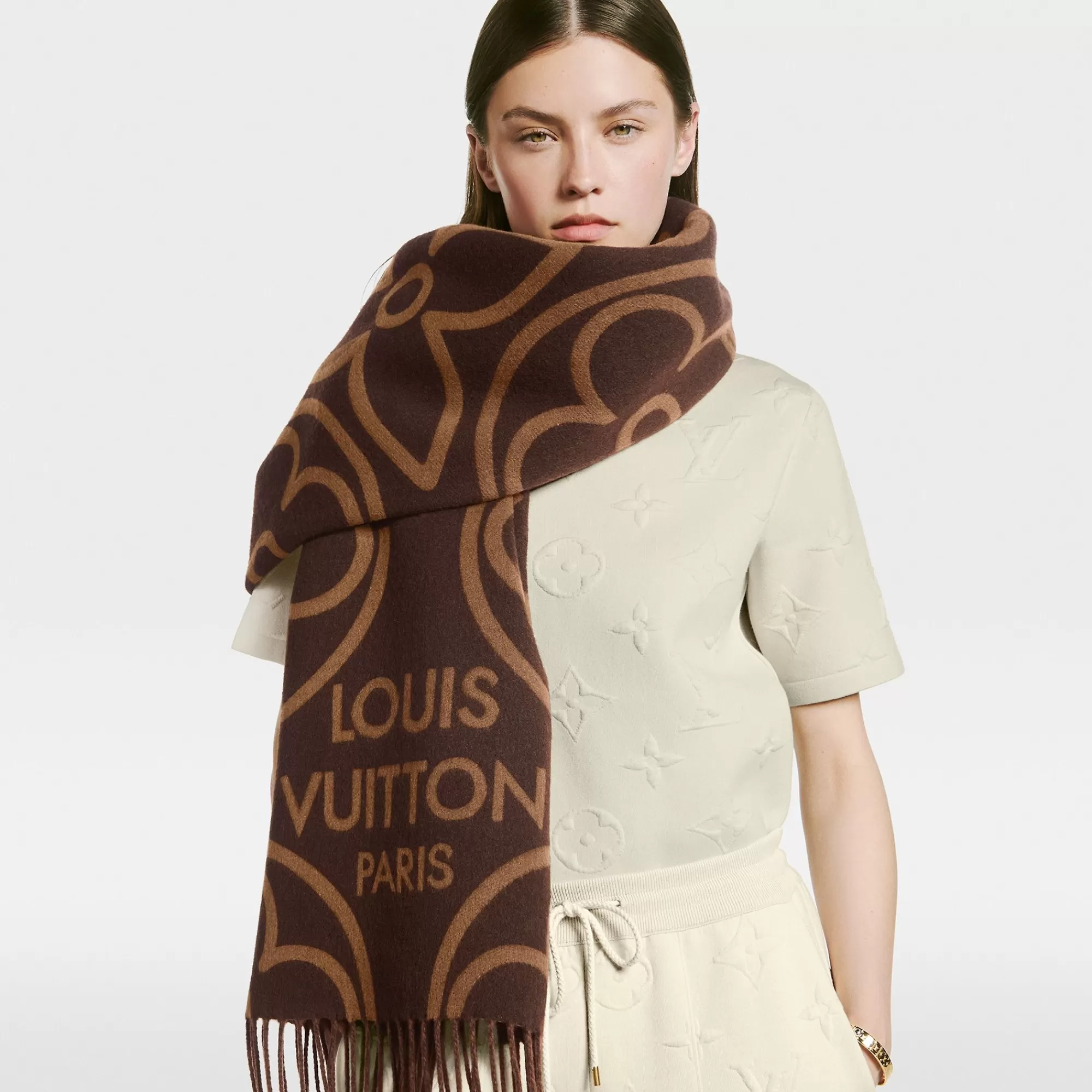 Flash Sale Louis Vuitton Lv In Bloom Scarf Brown
